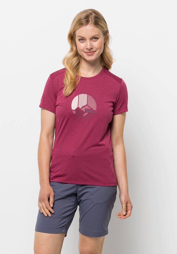 Jack Wolfskin T-Shirt CROSSTRAIL GRAPHIC T W sangria-red | Sport-T-Shirts