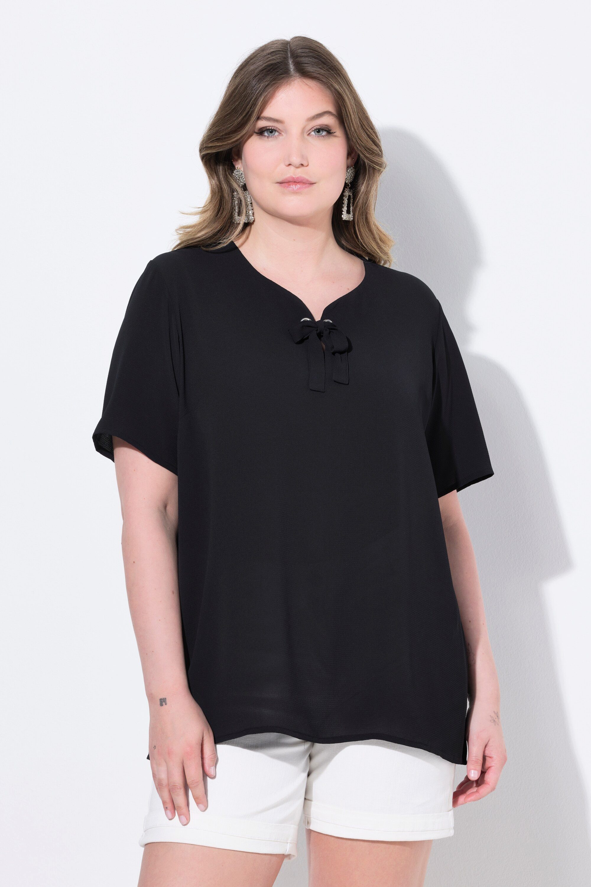 MIAMODA Druckbluse Blusenshirt A-Linie Bindeband am Ausschnitt günstig online kaufen