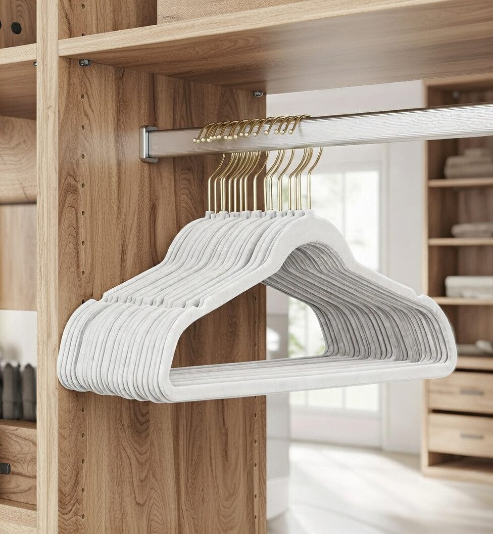 StickandShine Kleiderbügel Samt 25 Stück in verschiedenen Farben mit edlen Goldhaken im Set, (Spar-Set), Designbügel