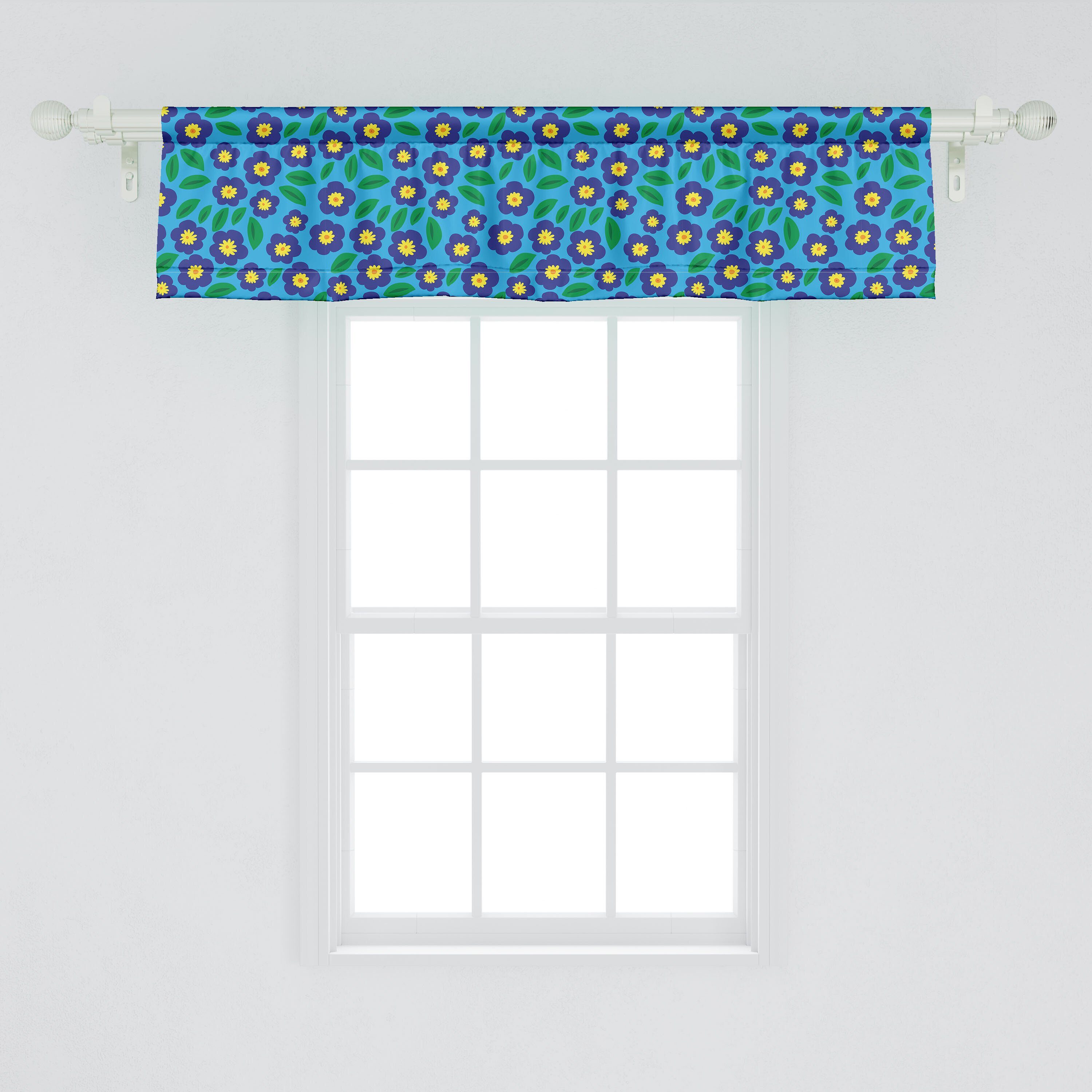 Scheibengardine Schlafzimmer Daisy Volant Blumen Stangentasche, Cartoon Motive Microfaser, für Dekor Abakuhaus, Vorhang Kunst Küche mit