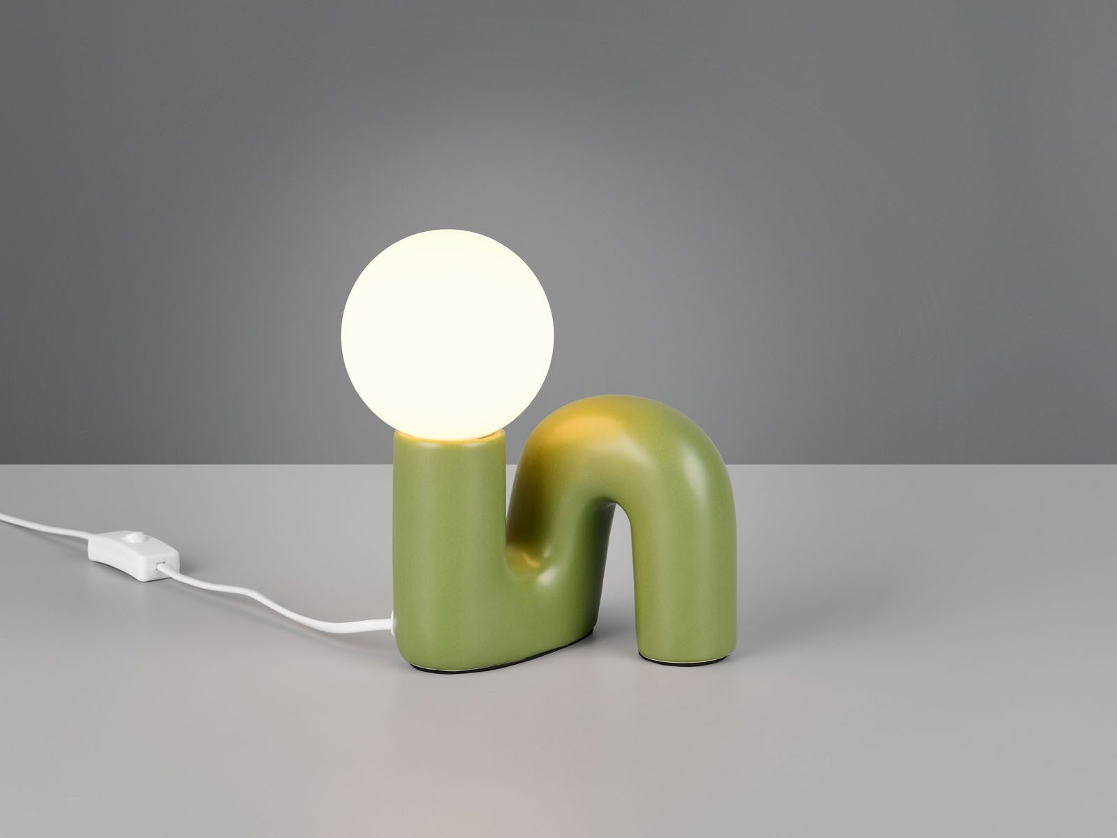 Reality Leuchten LED Nachttischlampe aus Keramik mit Glaskugel, Höhe 21,5cm, Leuchtmittel dimmbar, LED wechselbar, Warmweiß, klein-e ausgefallen-e Designer Tischlampe mit G9 Leuchtmittel