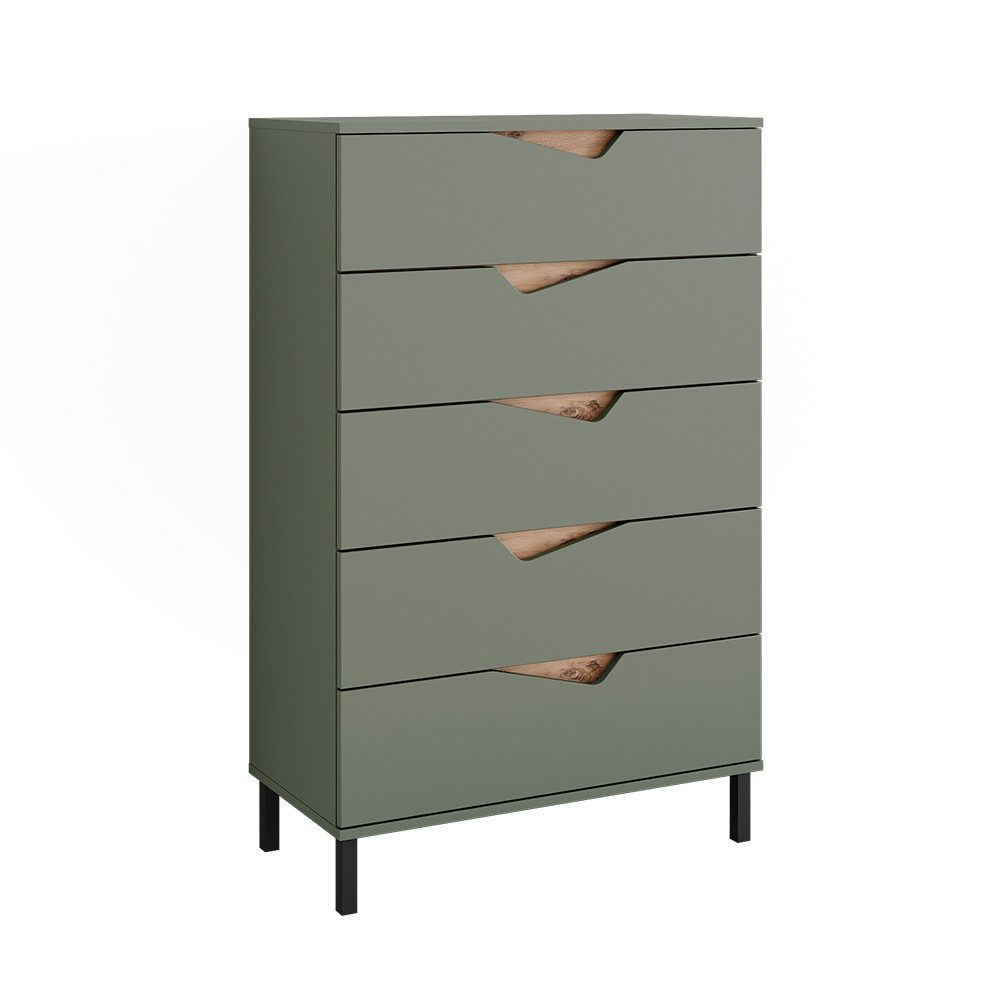 Vicco Kommode Marelle, Grün/Artisan, 76 x 120 cm mit 5 Schubladen (1 St)
