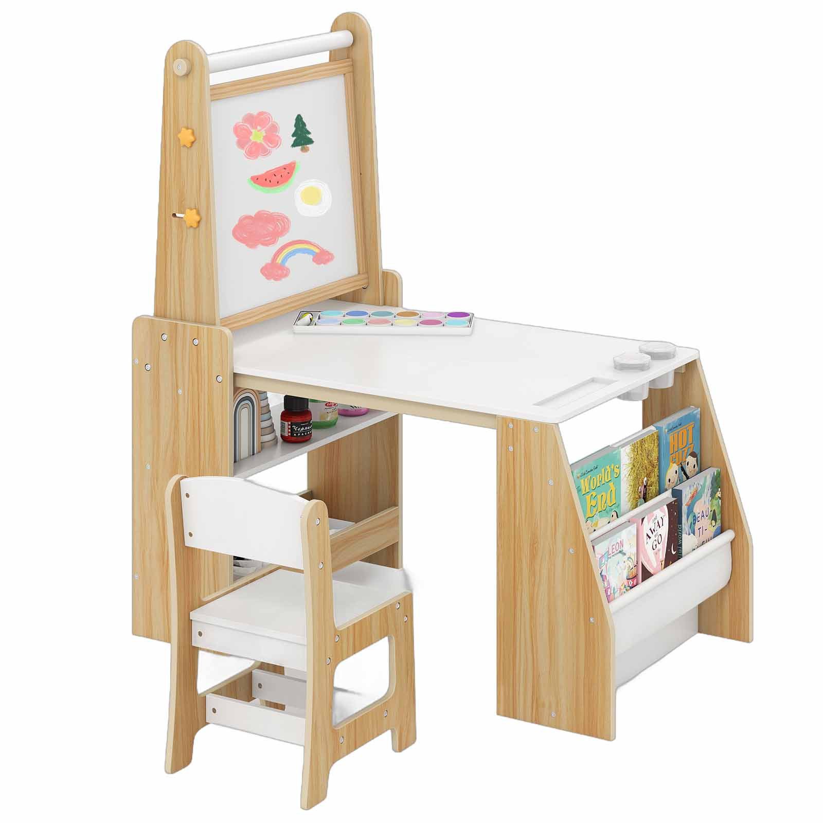 COSTWAY Kinderschreibtisch (2-St), Kindertisch Zeichentisch mit Stuhl-Set günstig online kaufen