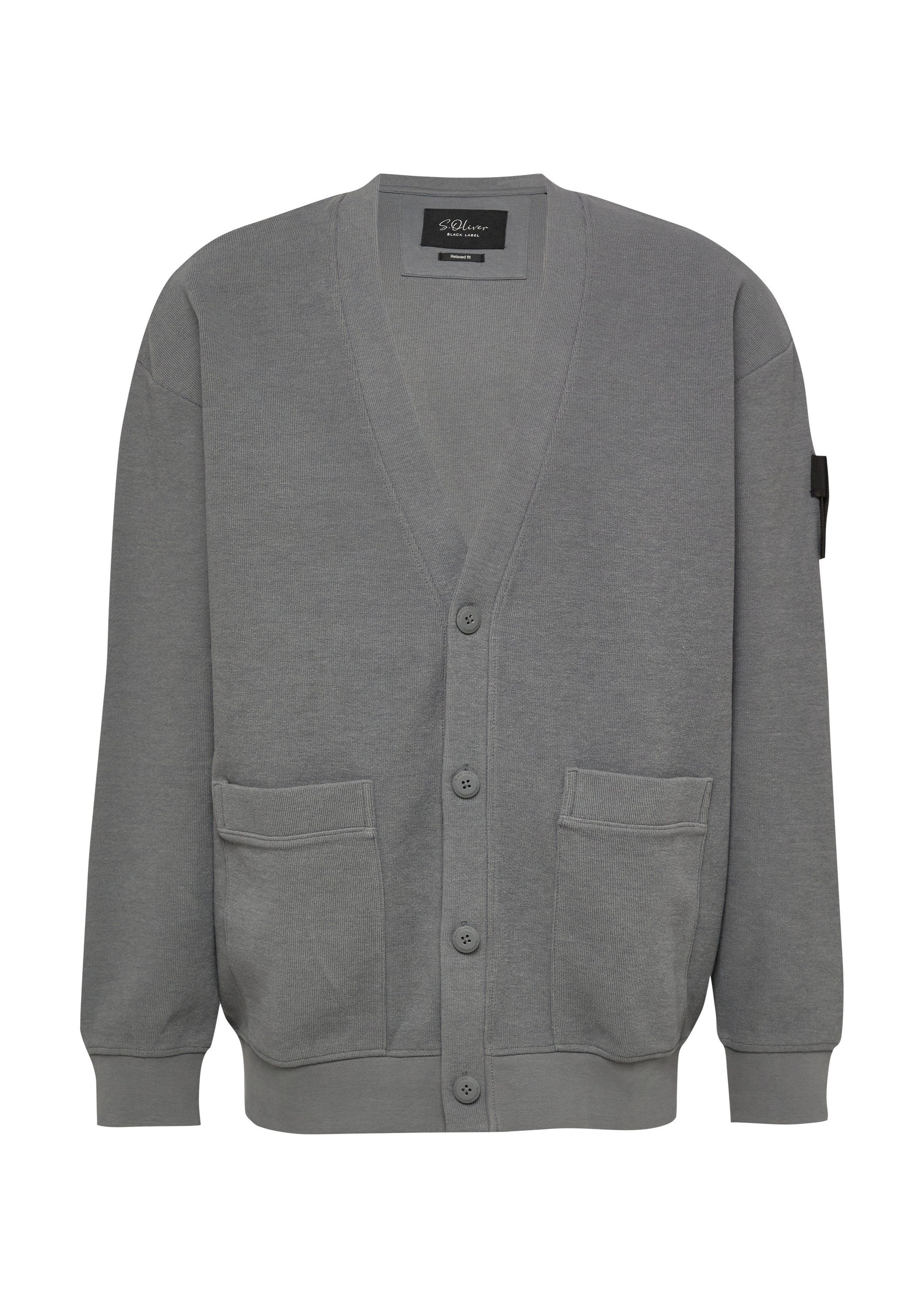 s.Oliver Sweatjacke Sweatshirt Jacke Relaxed-Fit-Cardigan aus strukturierter Sweatware – Bild 2 von 5