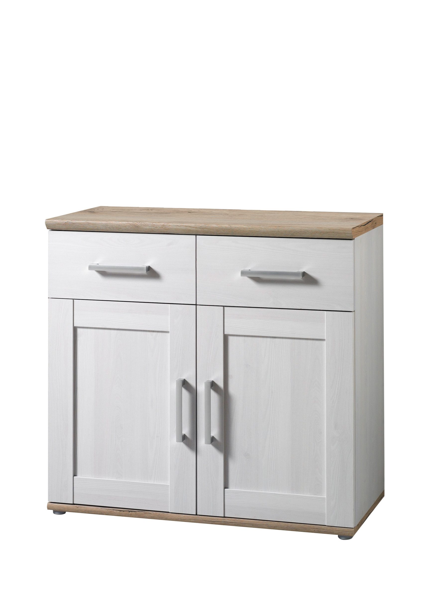 PREISBRECHER Kommode Romance, 2 Türen, 2 Schübe, Sibiu Lärche / San Remo Hell - 93x88x45cm (BxHxT)