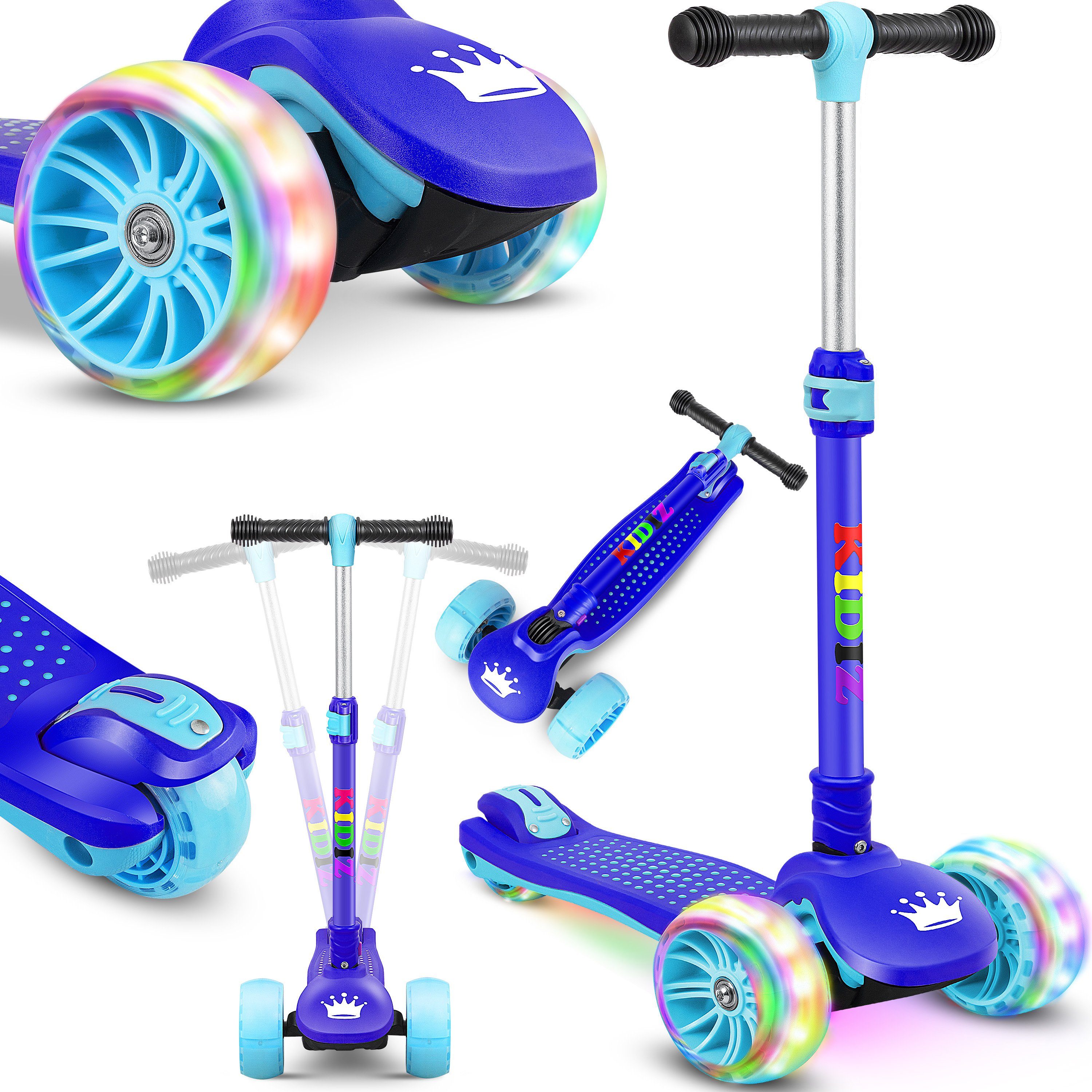 KIDIZ Cityroller, Roller Kinder Scooter X-Pro2 Dreiradscooter mit PU LED Leuchten