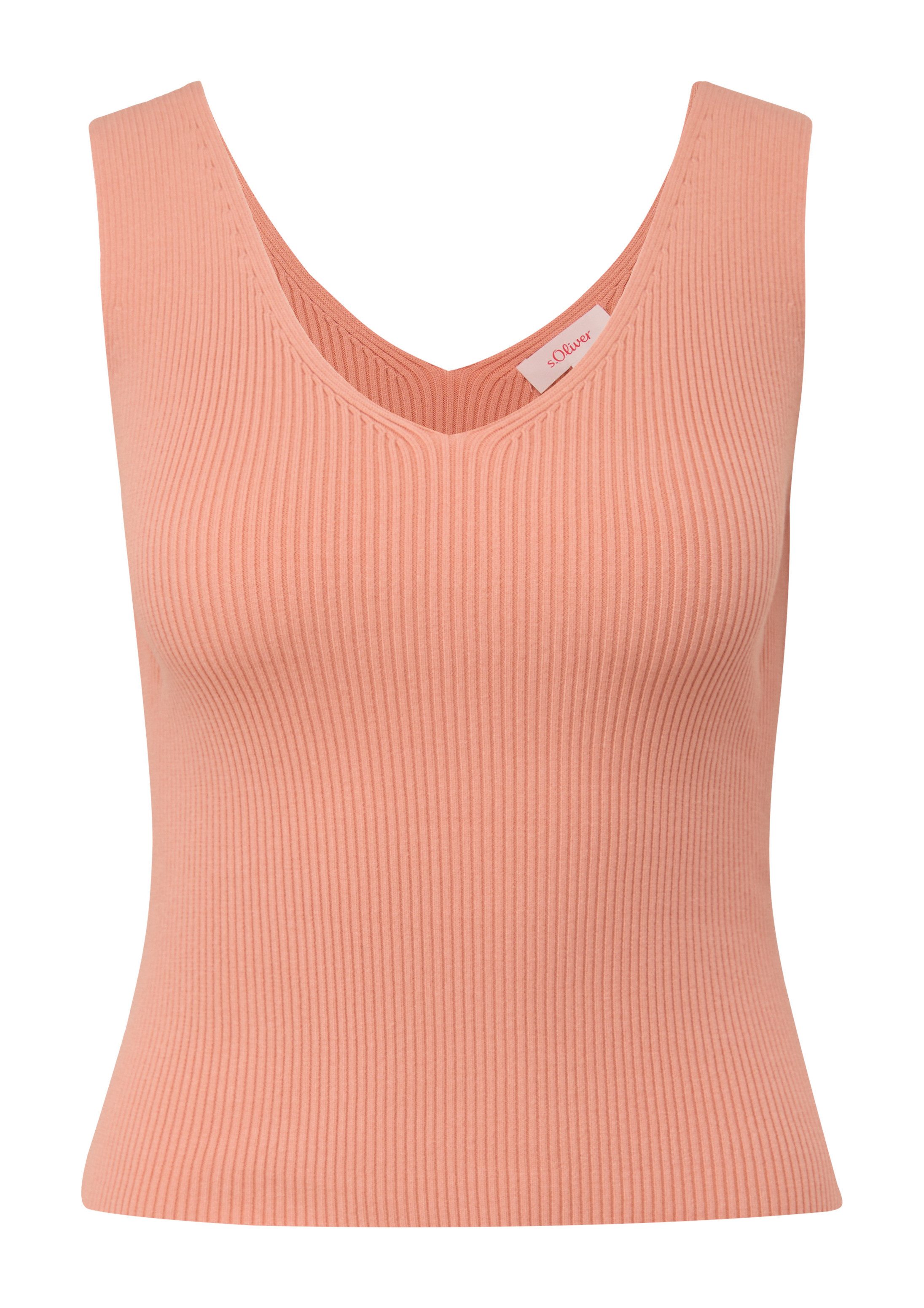 s.Oliver Rundhalspullover Strickpullunder Rippstrick-Top aus Viskosemix