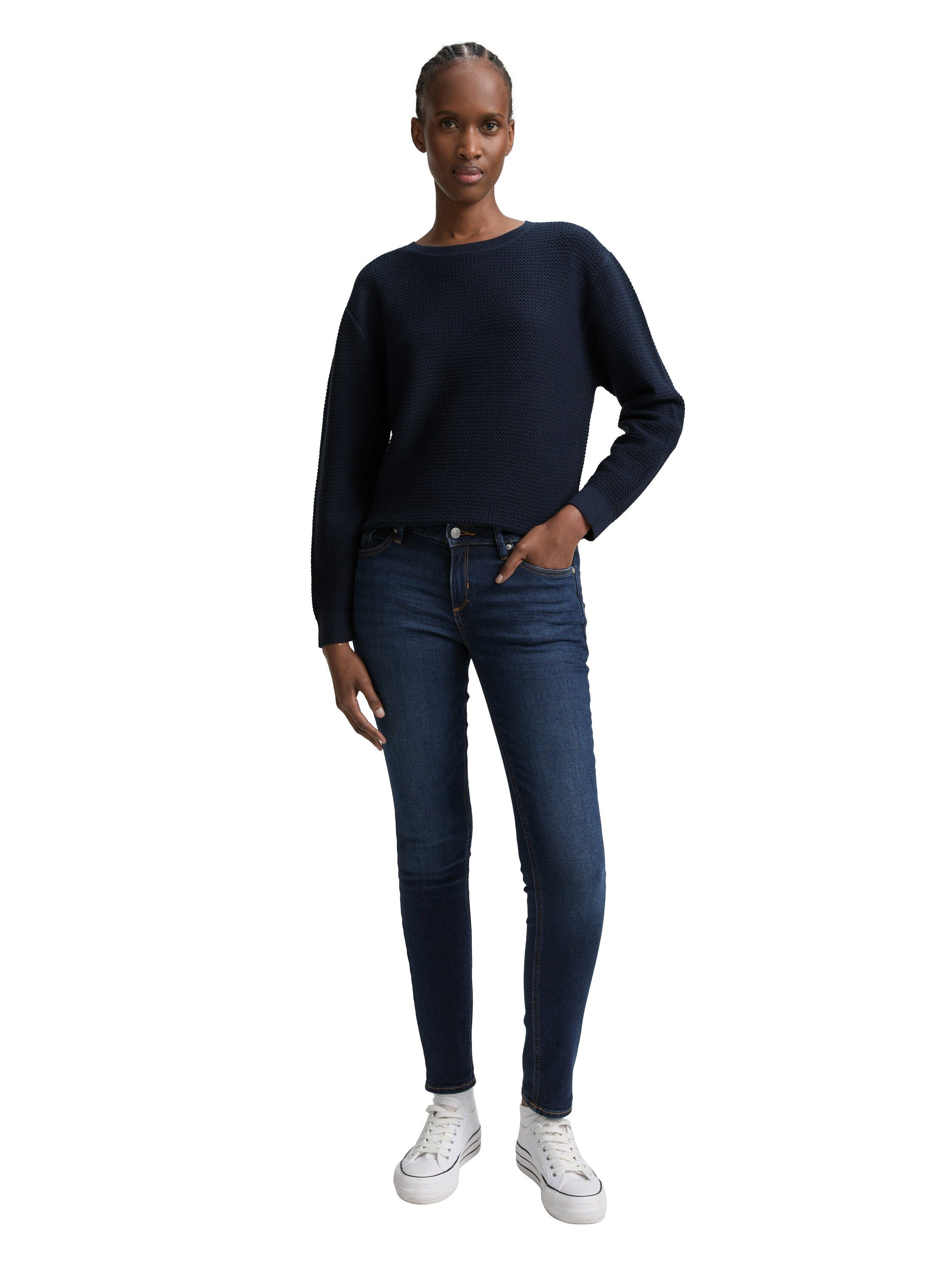 TOM TAILOR Denim V-Ausschnitt-Pullover mit Rippbündchen