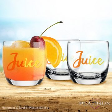 PLATINUX Glas Trinkgläser mit Juice-Print, Glas, 260ml (max.310ml) Wassergläser Saftgläser Getränkeglas