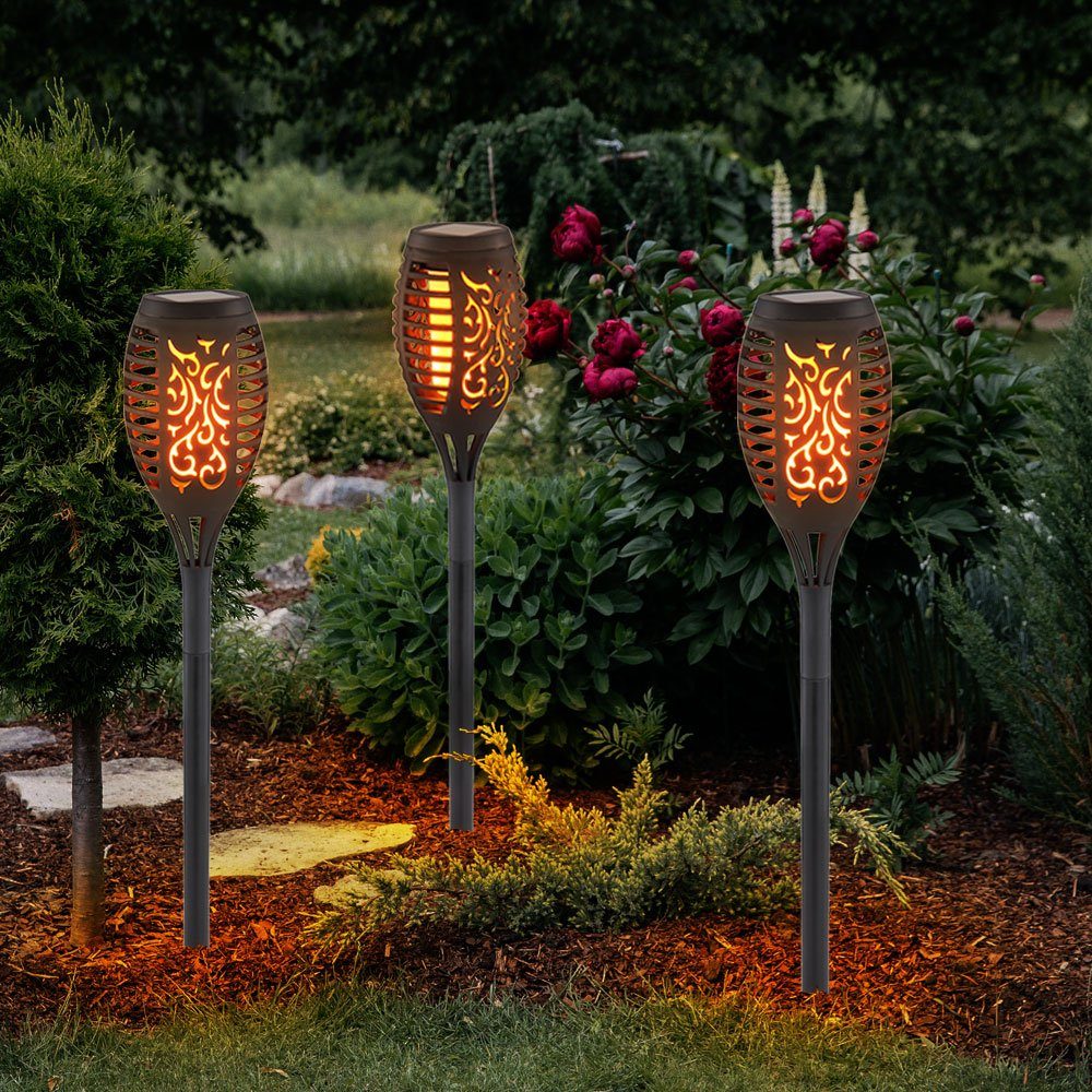 etc-shop LED Außen-Stehlampe, LED-Leuchtmittel Solarlampen Fackeln LED fest Gartenfackel, Gartendeko verbaut, Außen für Warmweiß