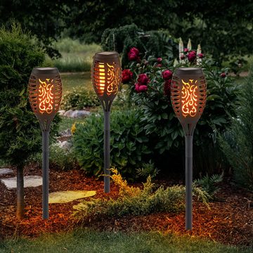 Globo LED Außen-Stehlampe, LED-Leuchtmittel fest verbaut, Warmweiß, Solarlampen für Außen Gartendeko Fackeln Gartenfackel, LED