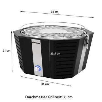 Syntrox Germany Holzkohlegrill Raucharmer Holzkohlegrill Tischgrill mit Tasche Edelstahl "schwarz"