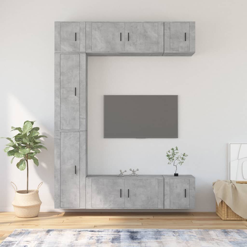 furnicato TV-Schrank 7-tlg. TV-Schrank-Set Betongrau Holzwerkstoff