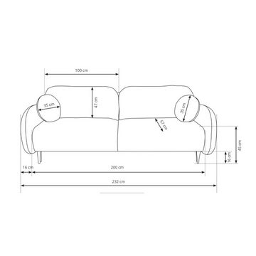 MOEBLO Sofa Puch, mit Schlaffunktion mit Bettkasten Couch Polstermöbel Sitzmöbel Wohnzimmermöbel 3-Sitzer-Sofa Stoffsofa, mit Relaxfunktion, (BxHxT):232x95x109 cm