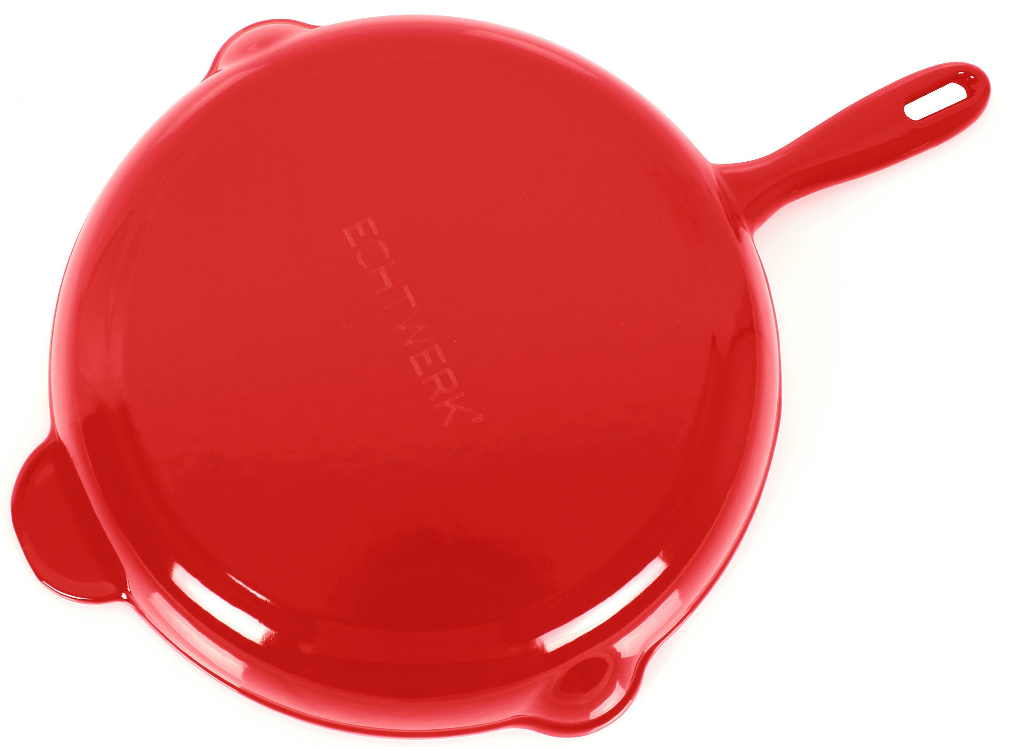 ECHTWERK Bratpfanne mit Emaille-Beschichtung, Gusseisen, Ausgießer, für Backöfen, Grill, BBQ und Induktion, Ø 26,5 cm