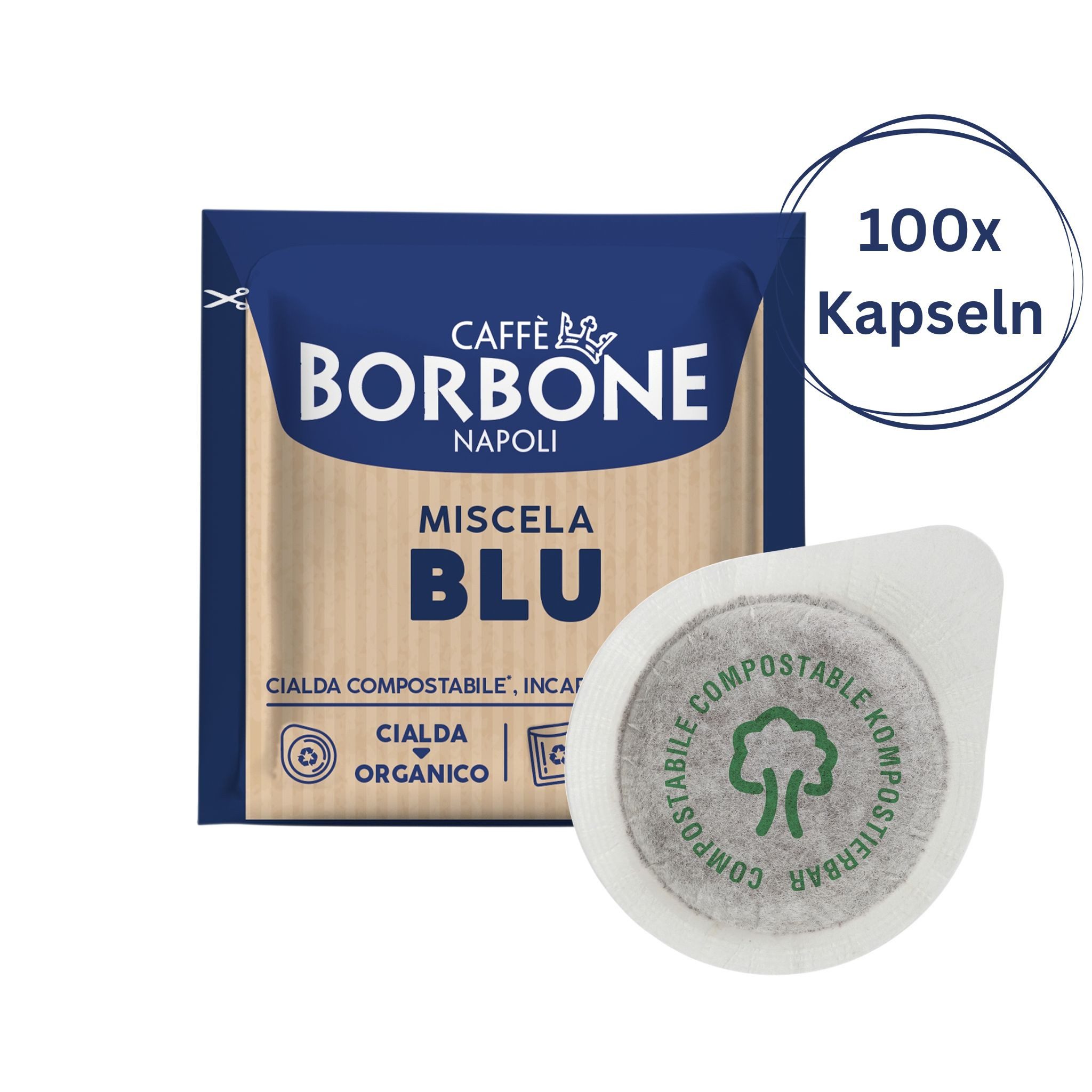 Caffè Borbone Kaffee Caffè Borbone Kompostierbare Kaffeepads, Blaue Kaffeemischung 100 Pads, 1 x 7.2 g, 100 St. (Kompatibel mit ESE System Papier Pads 44 mm)