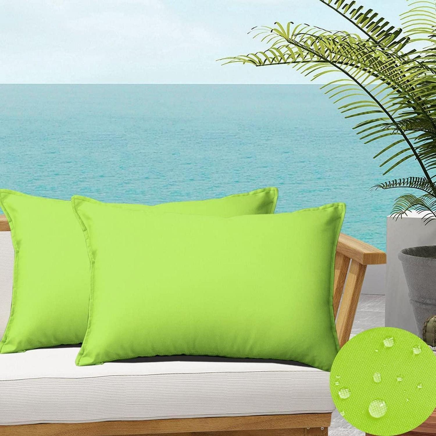 LuxusKollektion Kissenbezug Kissenbezug Outdoor 30x50 cm Grasgrün, (2 Stück)