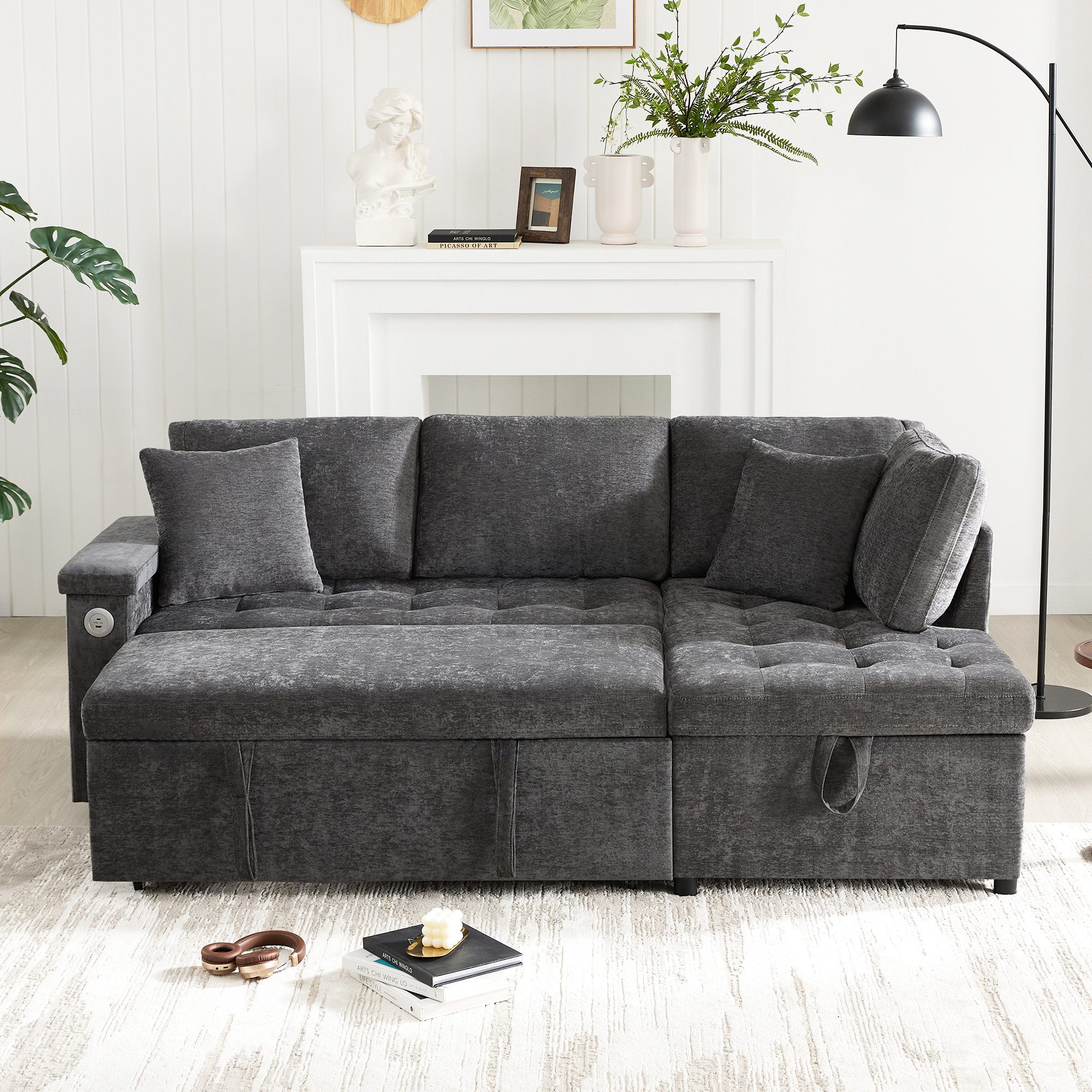 Merax Ecksofa ausziehbares Schlafsofa mit Bettfunktion günstig online kaufen