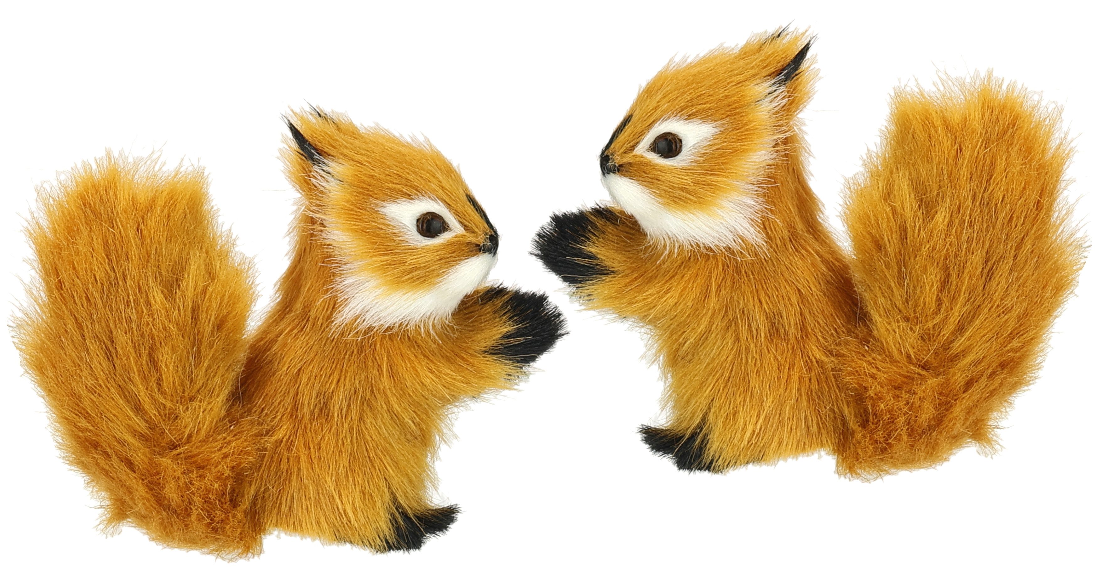 I.GE.A. Dekofigur Tierfigur mini Eichhörnchen (2 St), 2er Set aus Kunstfell Statue Ornamente Pelz Plüschtier Waldtier