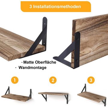 OKWISH Wandregal 4er Set Wandregale Schweberegal Bücherregal Hängeregal Wand Regal Holz, Wandboard Badezimmerregal Schweberegale Bücherregale Hängeregale 4-tlg., Massivholz Regale Küche Wohnzimmer Schlafzimmer Pflanzen CDs Deko usw