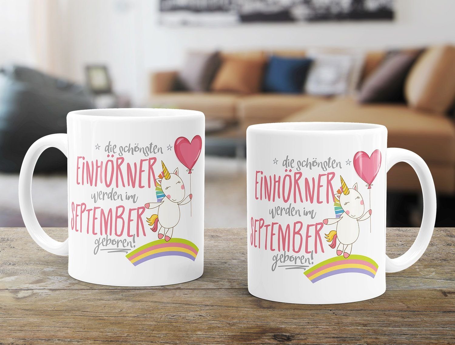 MoonWorks Tasse Geschenk-Tasse die schönsten Einhörner werden im September geboren, Keramik