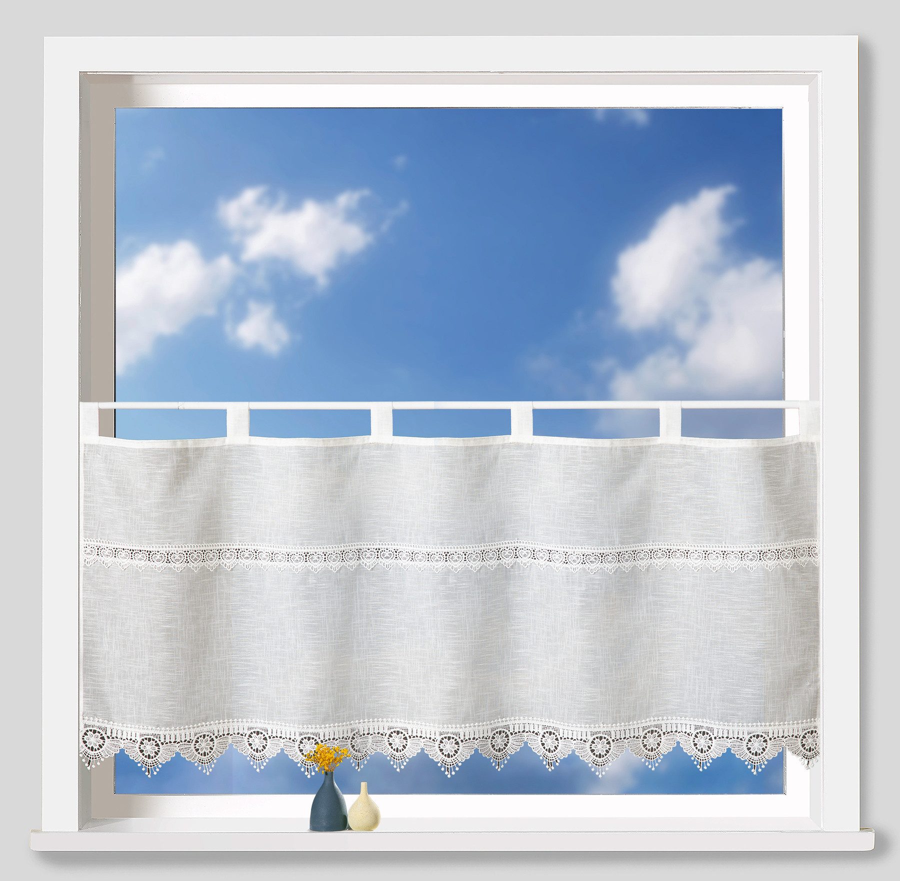 heimtexland Scheibengardine Landhaus Gardine Leinen Optik günstig online kaufen