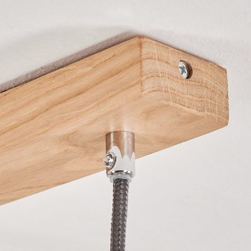 hofstein Hängeleuchte Hängelampe aus Metall/Holz in Schwarz/Natur, LED wechselbar, 2700 Kelvin, mit rundem Schirmen (6,5cm), Höhe max. 106cm, 4x GU10, 350 Lumen