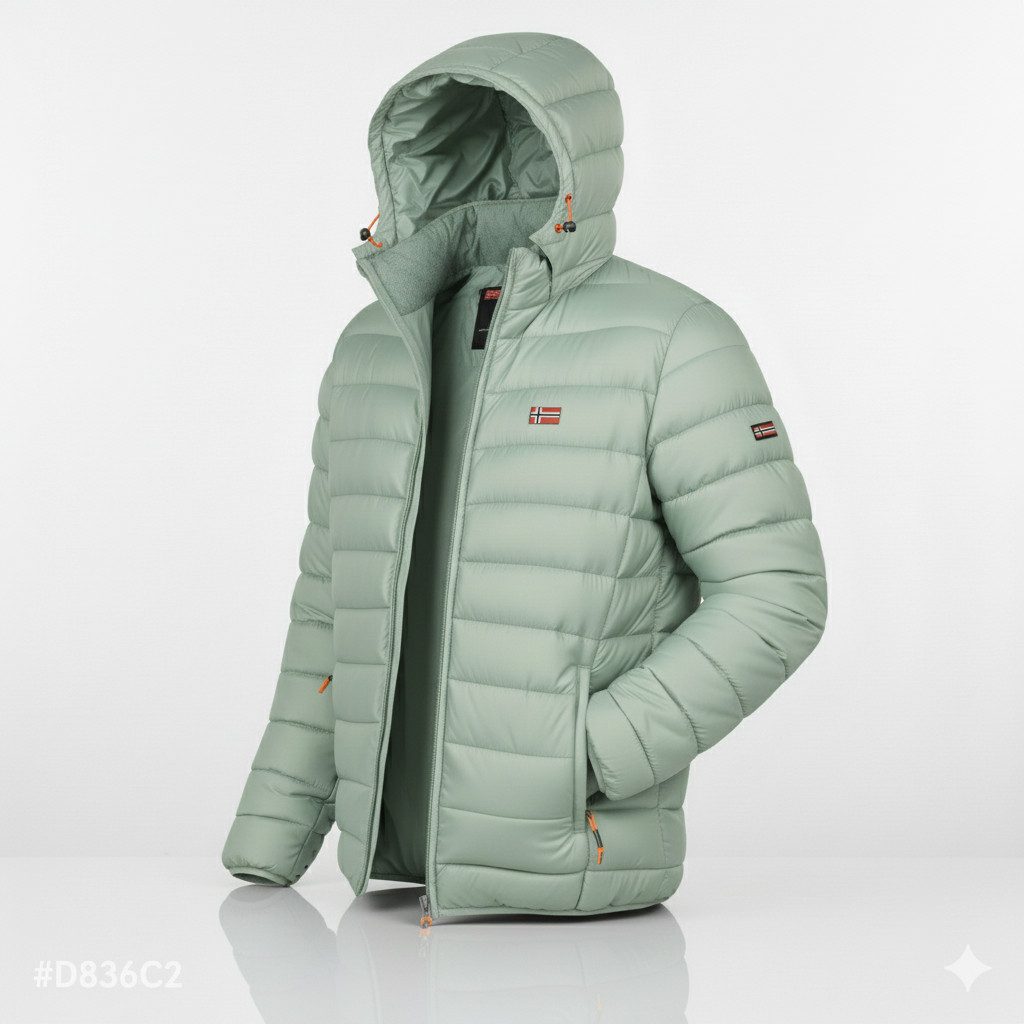 Geographical Norway Steppjacke Hochwertige Outdoorjacke Steppjacke mit Kapuze (1-St) Steppjacke Mit Kapuze Herbst Übergangs Jacke