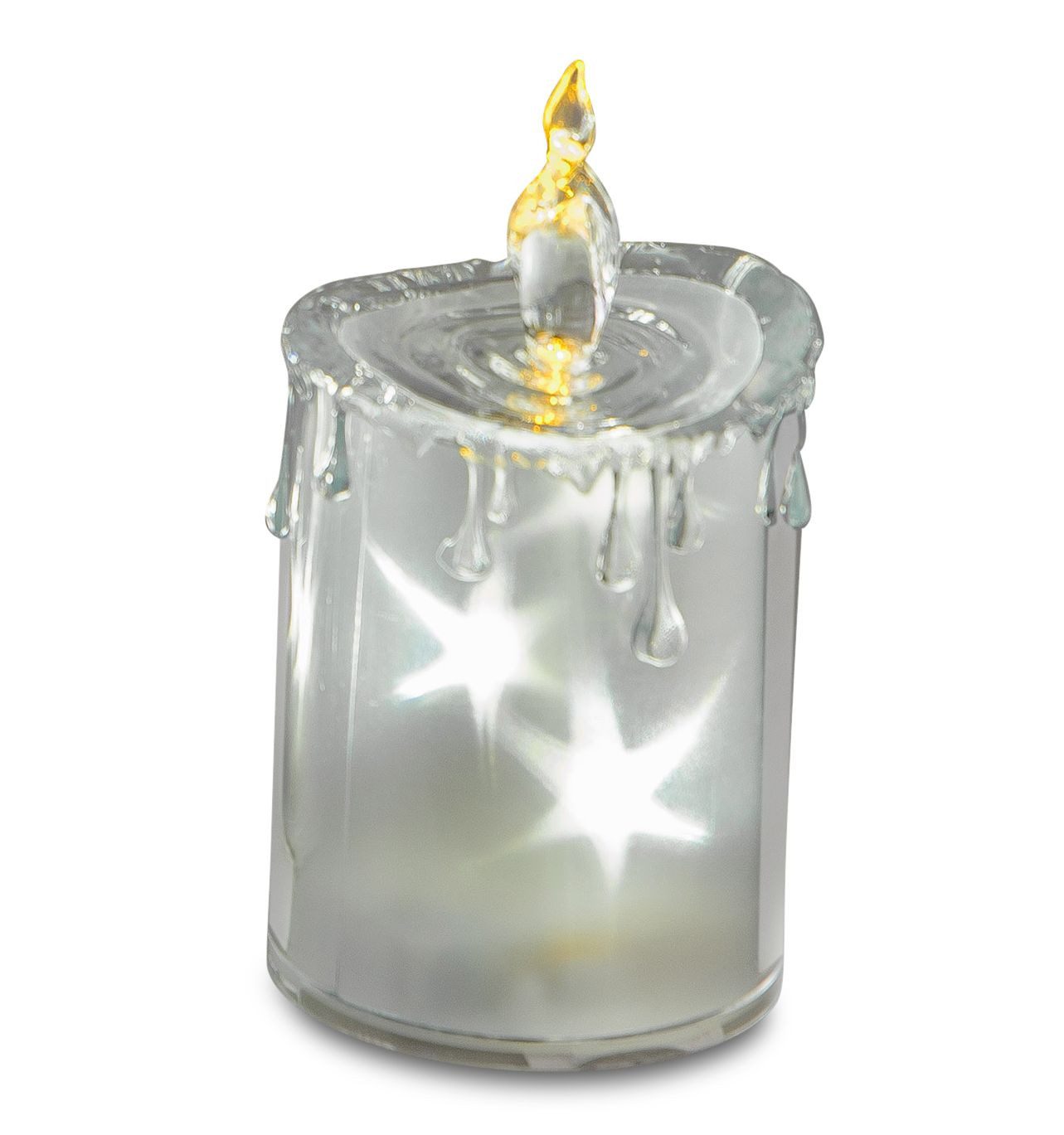 LED Dekolicht Kerze Weihnachtsdeko aus Acryl mit Sternmotiv Dekokerze 7x2 4 cm