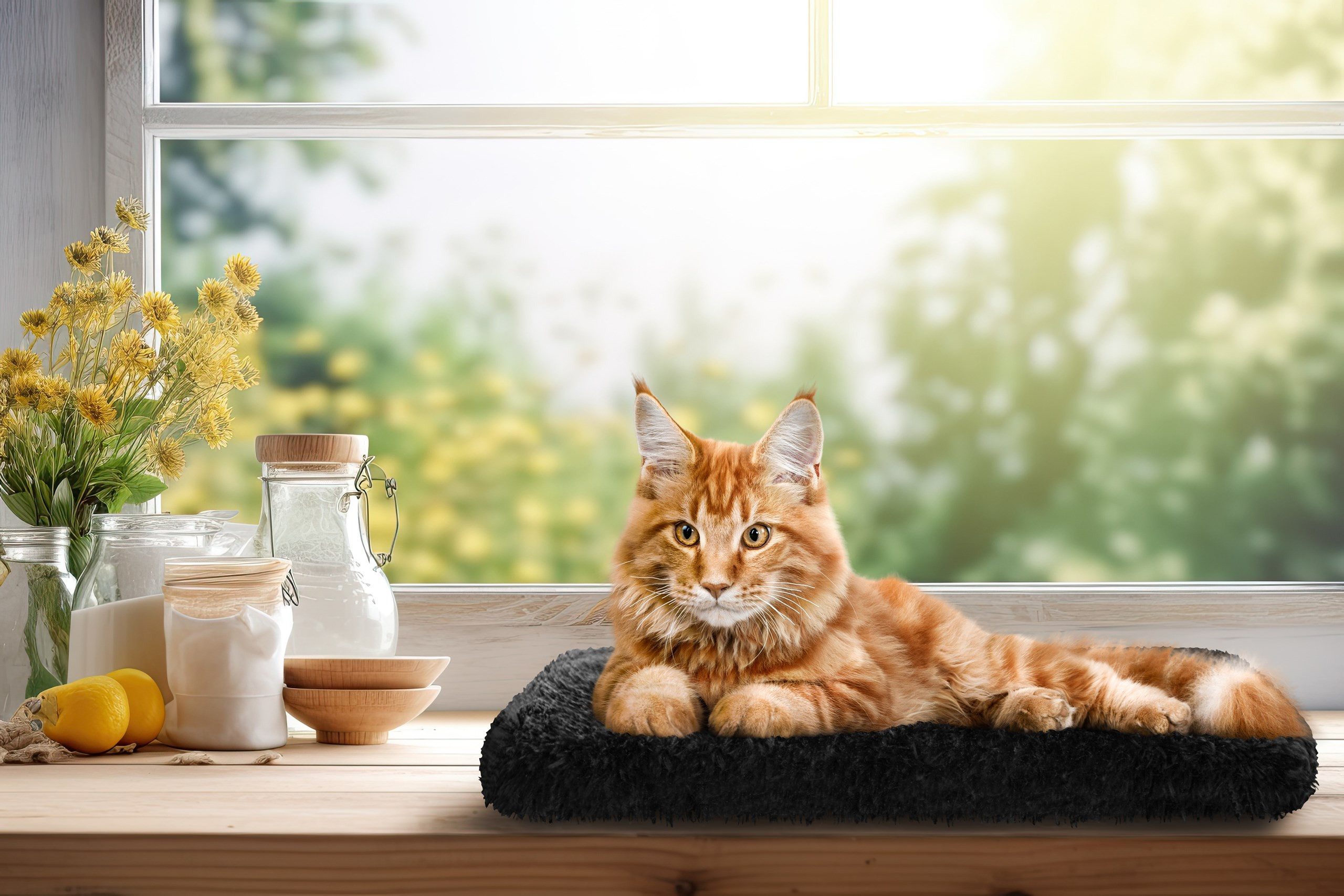 Hobbydog Katzenliege HOBBYDOG Katzen-Fensterbankauflage Shaggy Plüsch Anti-Rutsch, waschbar, Anti-Rutsch-Unterseite, Langhaar-Plüsch, Bezug abnehmbar und waschbar