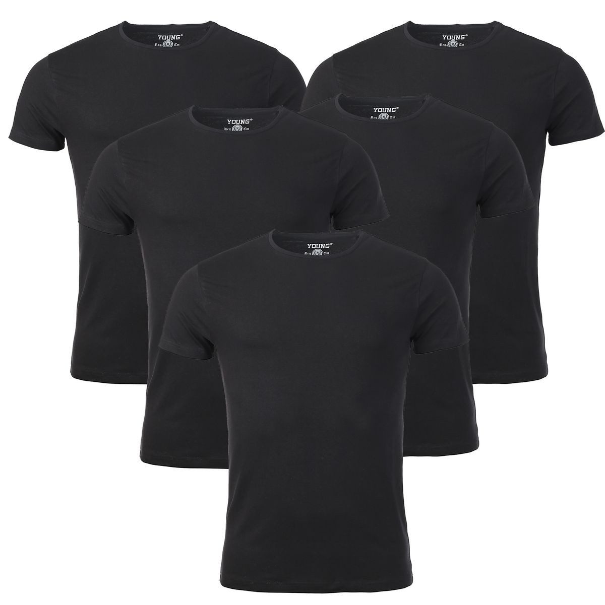 T-Shirt Herren Uni Basic rundhals Ausschnitt Unterziehshirt 1701 5er Pack
