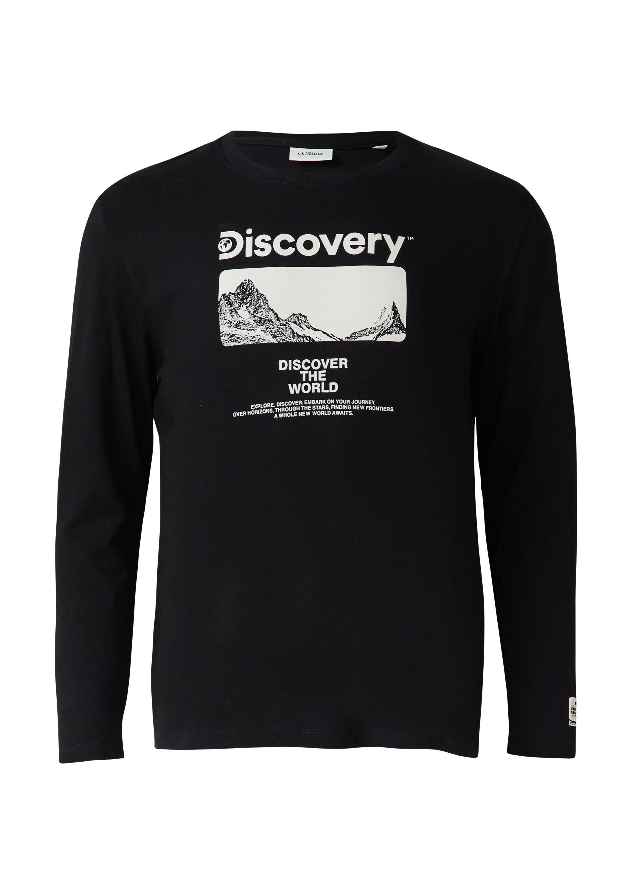 s.Oliver Langarmshirt T-Shirt Longsleeve aus Baumwolle mit Discovery Channel®-Artwork