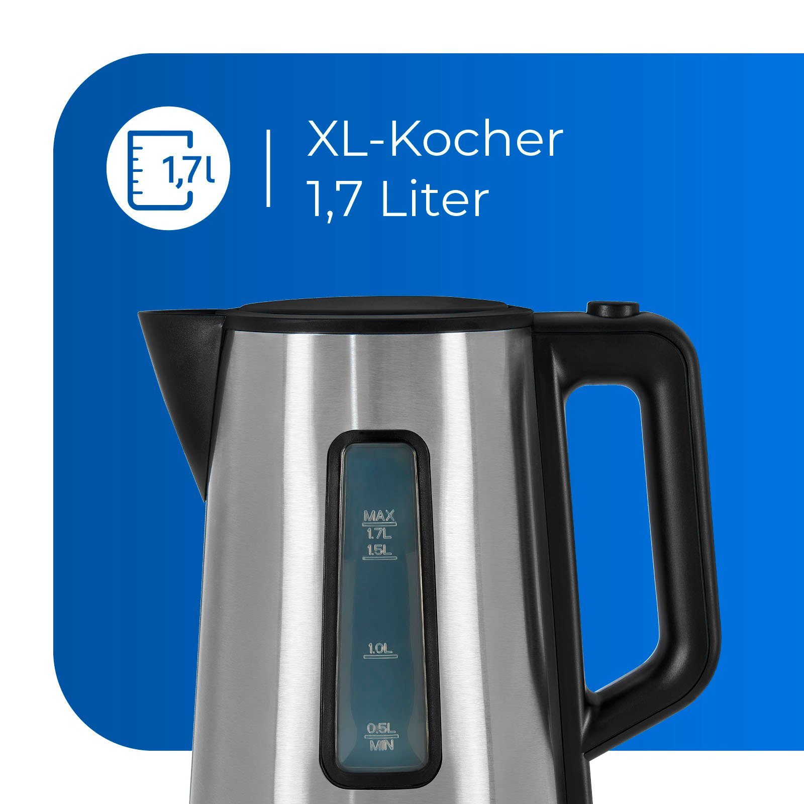 exquisit Wasserkocher WK 6119 isw, 1,7 l, 2200 W – Bild 4 von 5