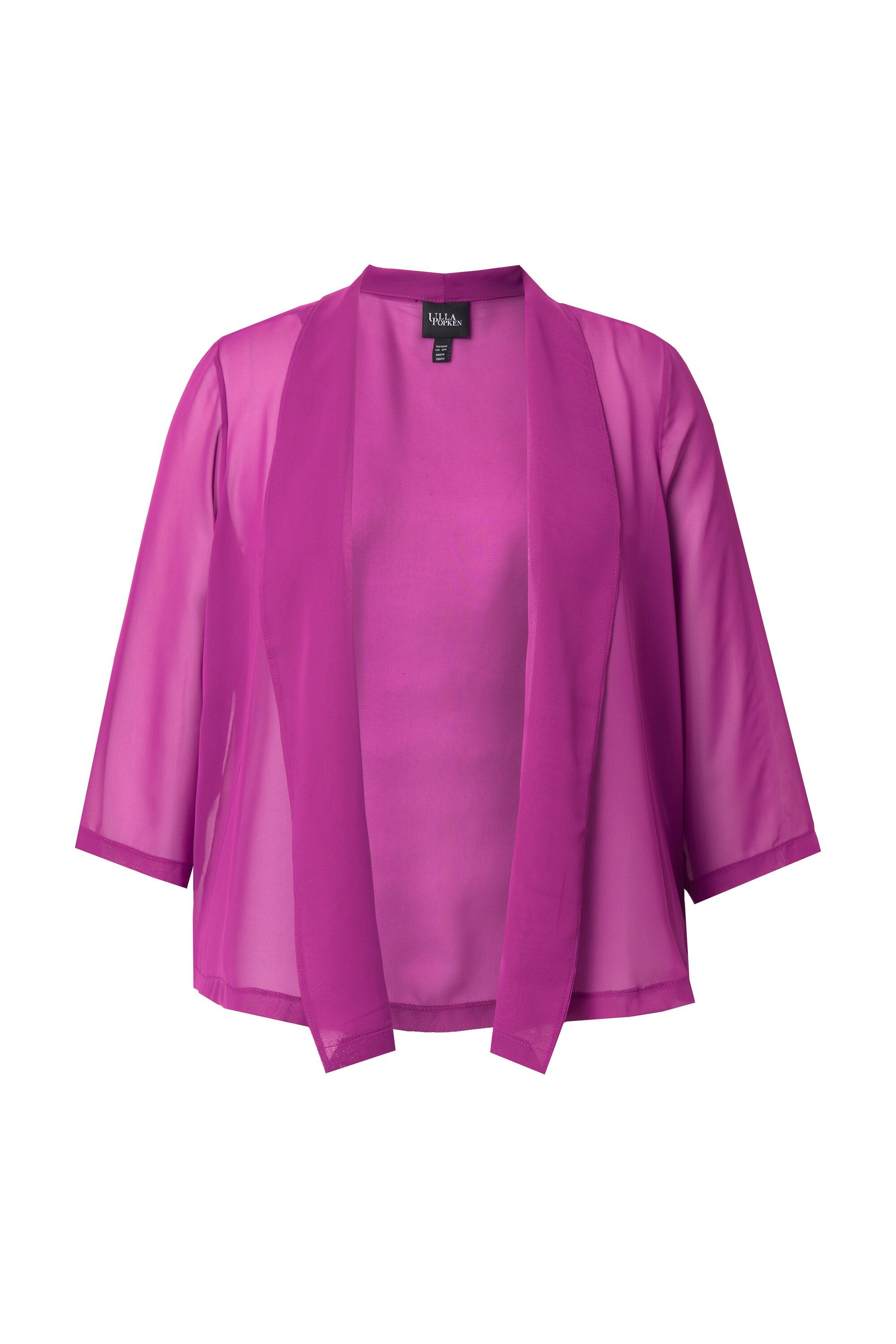 Ulla Popken Kurzjacke Chiffonjacke Oversized Schalkragen 3/4-Arm günstig online kaufen