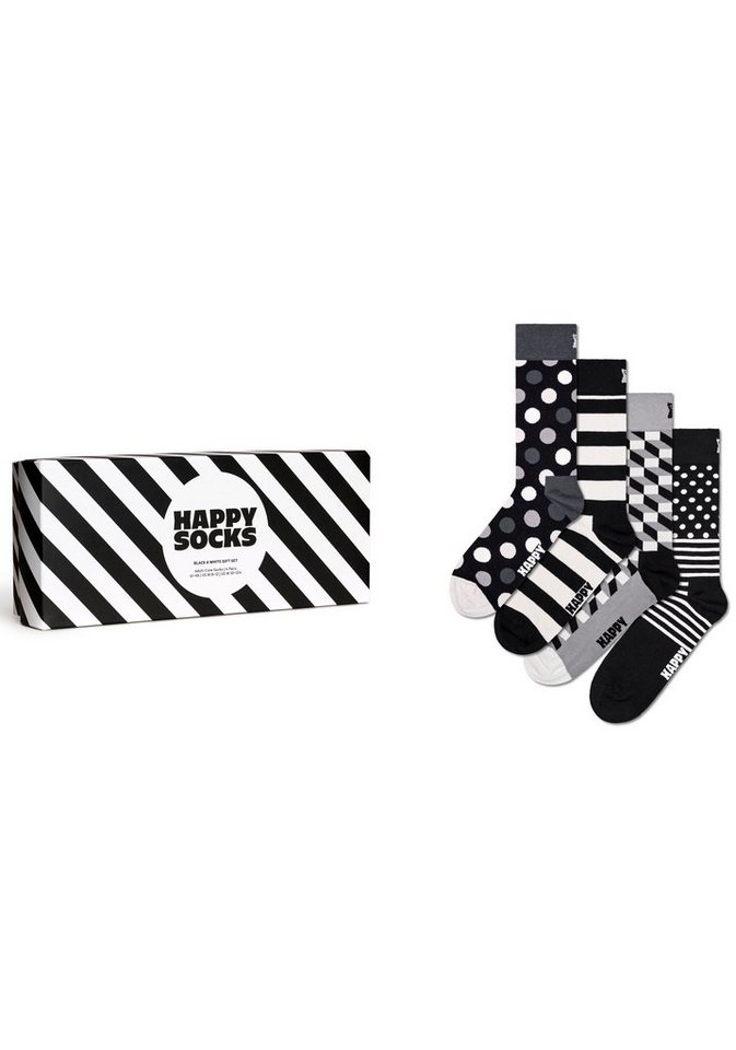 Happy Socks Socken (Packung, 4-Paar) Classic Black & White Socks Gift Set,  4er Pack Crew Socks von Happy Socks