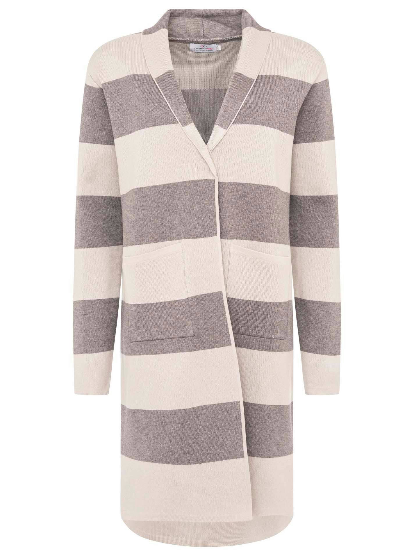 Zwillingsherz Strickjacke Schalkragen, Langarm, Taschen, knielang, Bockstre günstig online kaufen