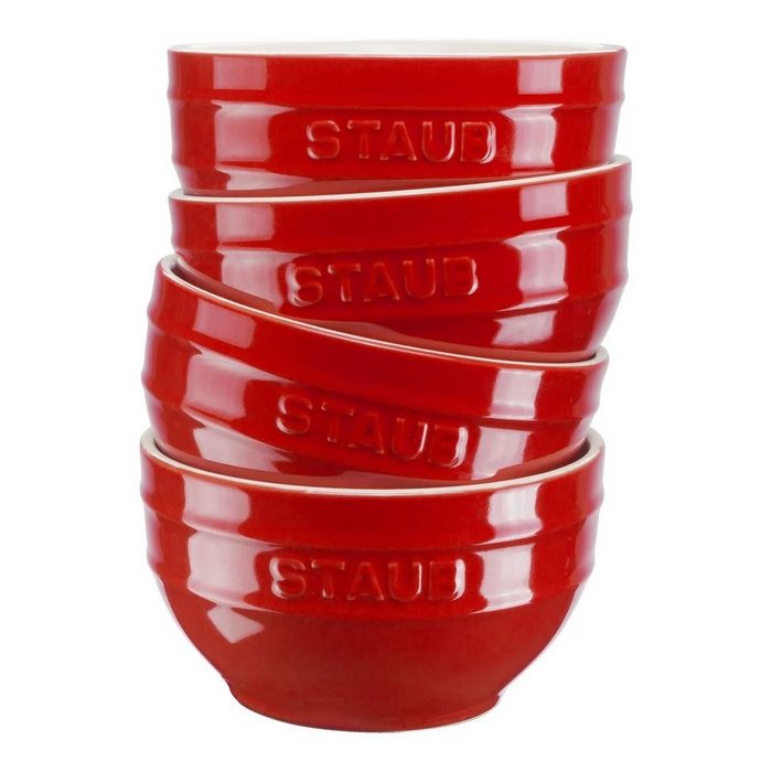 Staub Schüssel Staub Ceramique Schüsselset Schüssel 4-tlg Kirsch-Rot Keramik 14 cm 0 7 Liter Zubereiten und Servieren Keramik (4-tlg)