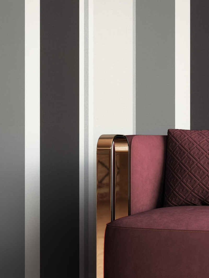 Newroom Vliestapete, Schwarz Tapete Modern Streifen - Streifentapete Mustertapete Grau Weiß Edel Linien Muster für Wohnzimmer Schlafzimmer Küche