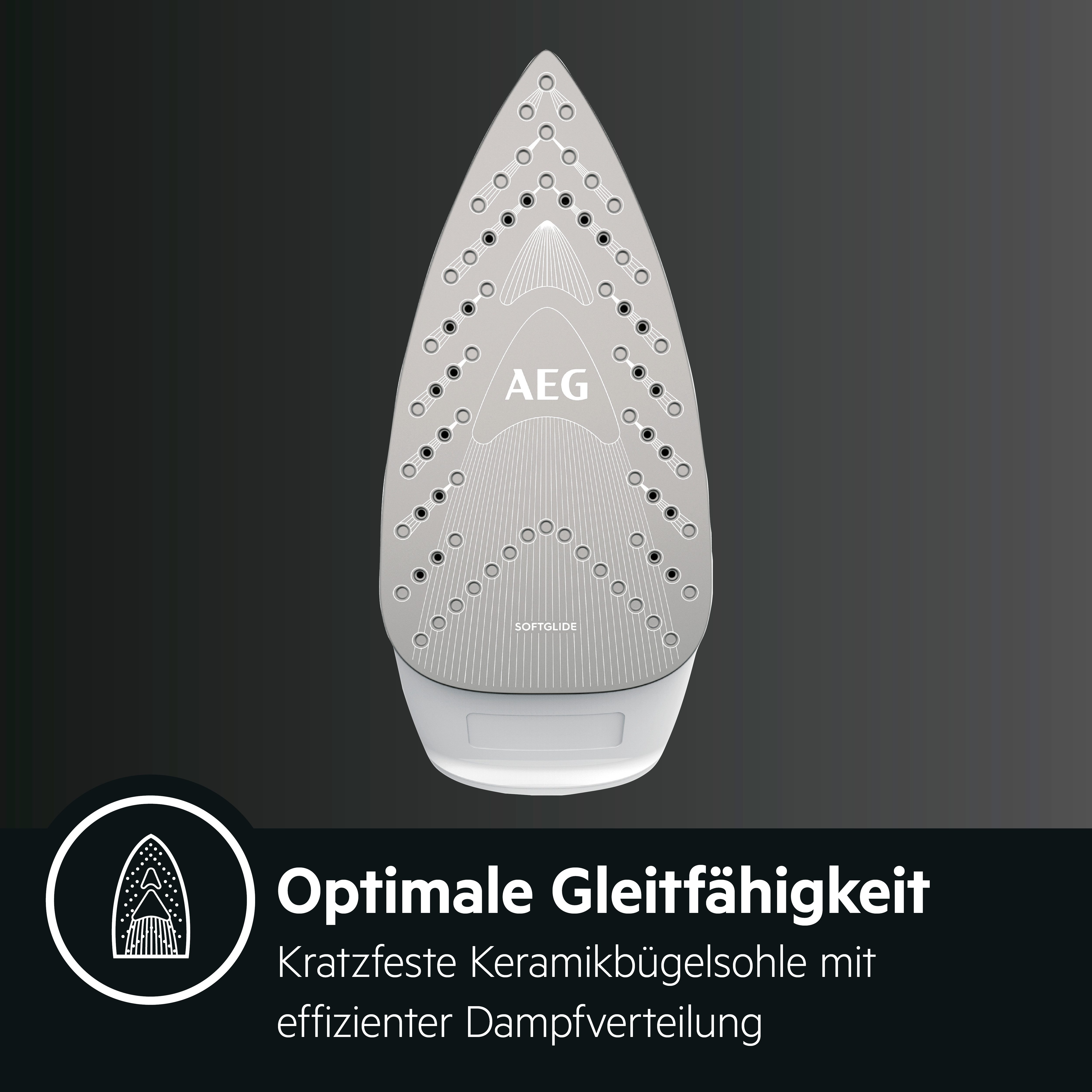 AEG Dampfbügeleisen EasyLine DB 1740LG, 2400 W, Filtration mit Anti-Kalk-Patrone, Restwärmeanzeige, 110 g Dampfstoss
