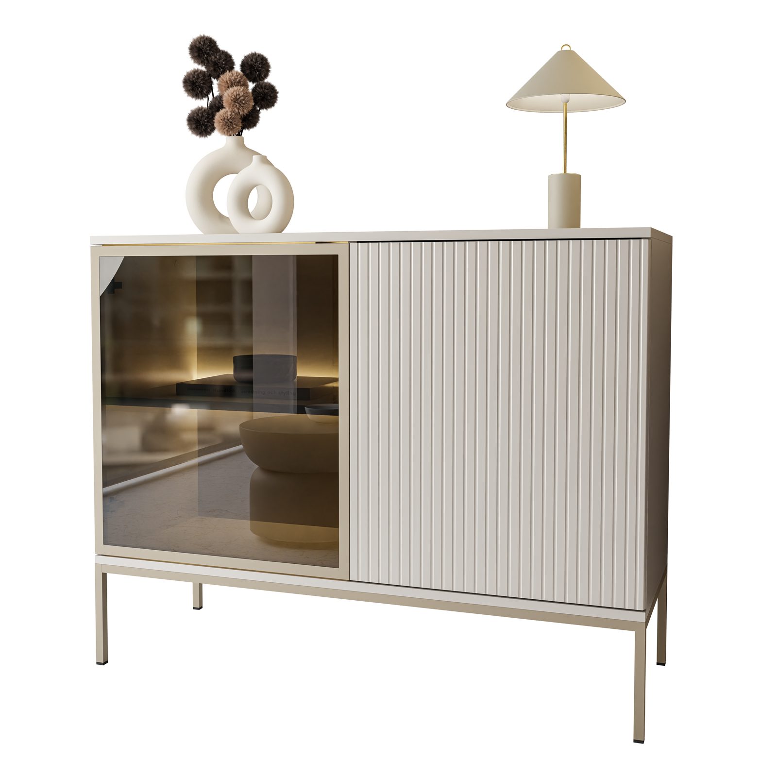 Lookway Kommode ECLIPSE K104 Kaschmir mit LED Beleuchtung, Breite: 104 cm