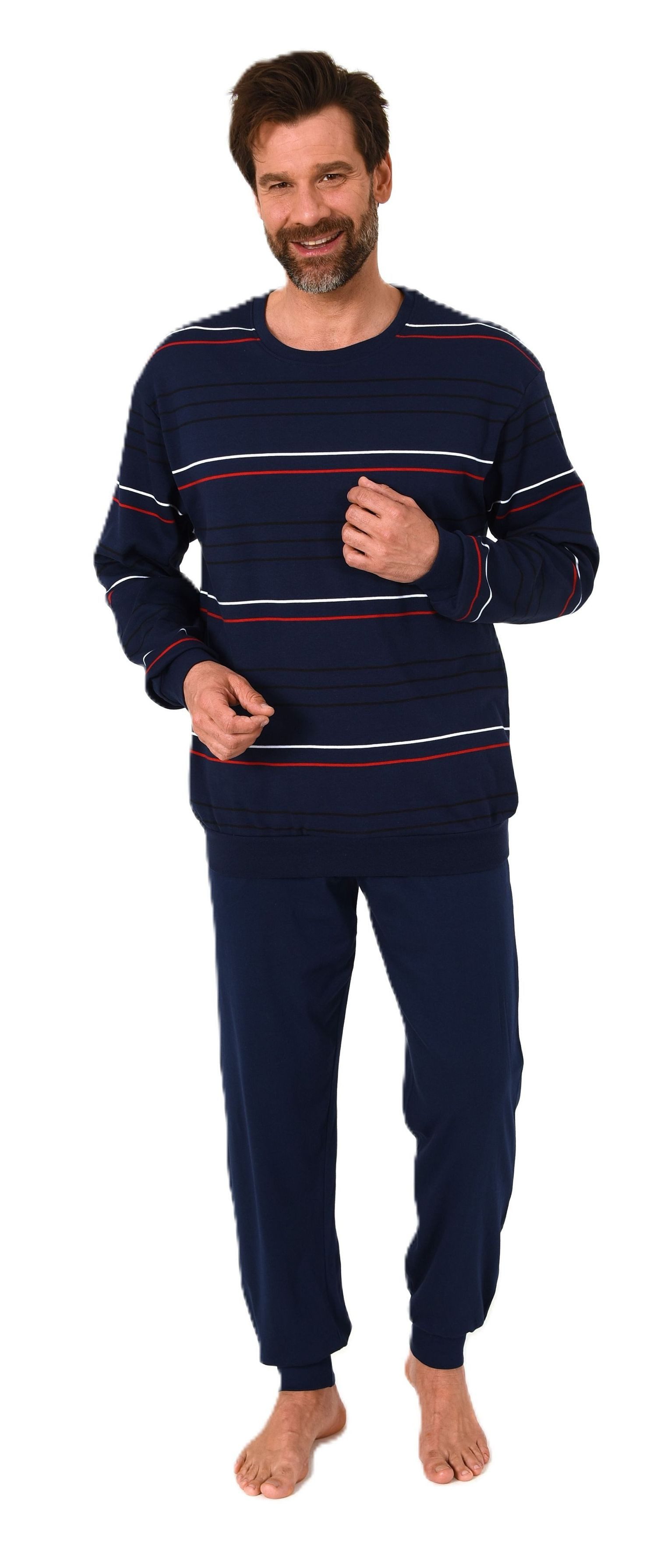 Normann Pyjama Herren Schlafanzug mit Bündchen in warmer Kuschel Interlock günstig online kaufen