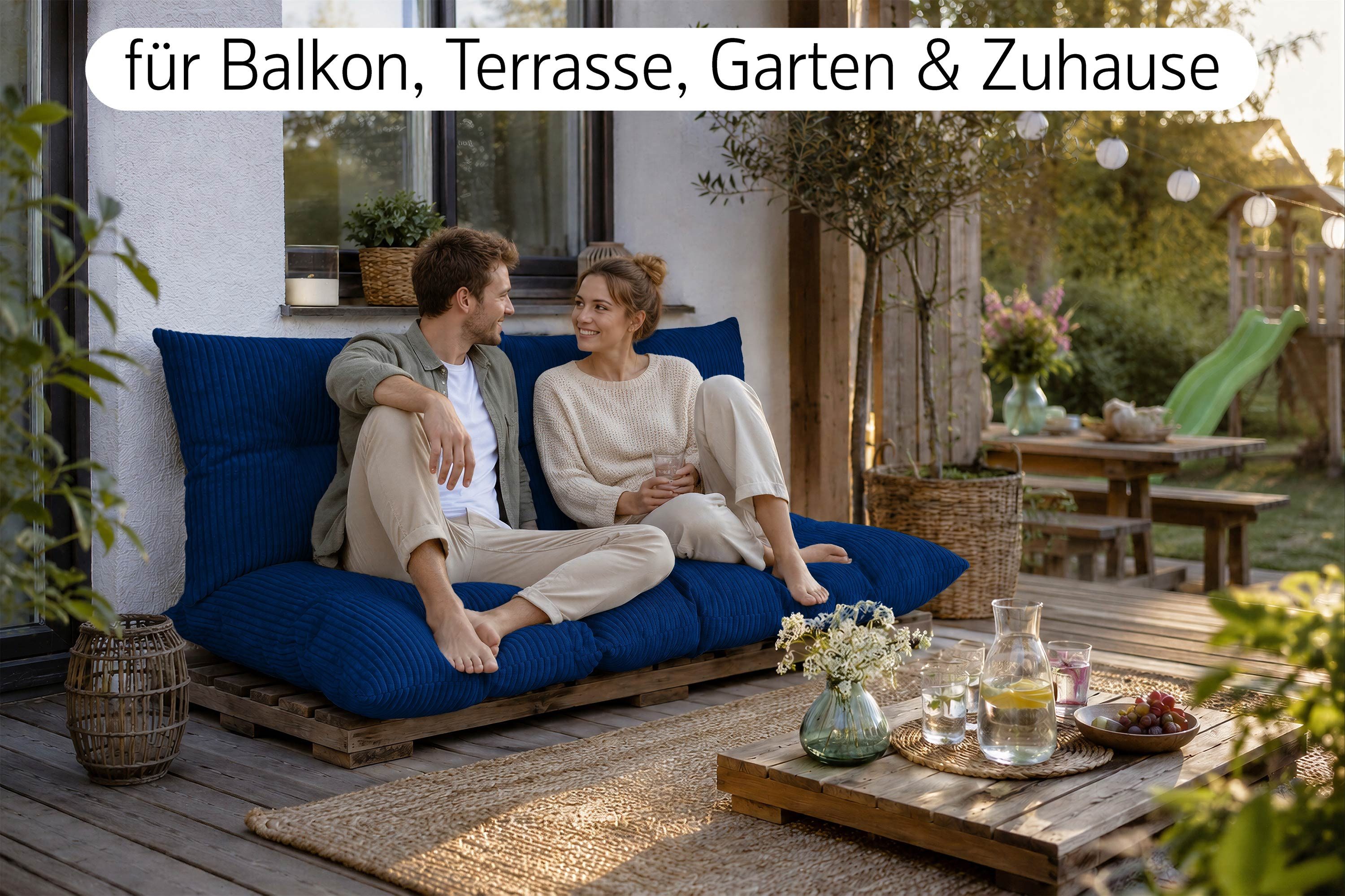 Amilian Palettenkissen Palettenauflagen Set 3-tlg., 120x80 cm + 2x 40x60 cm, für Palettenmöbel, Balkon, Terrasse und Wohnbereich