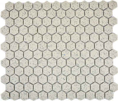 Mosani Bodenfliese Bodenmosaik Keramikmosaik Mosaik Fliesen cremeweiß / 10 Mosaikmatten