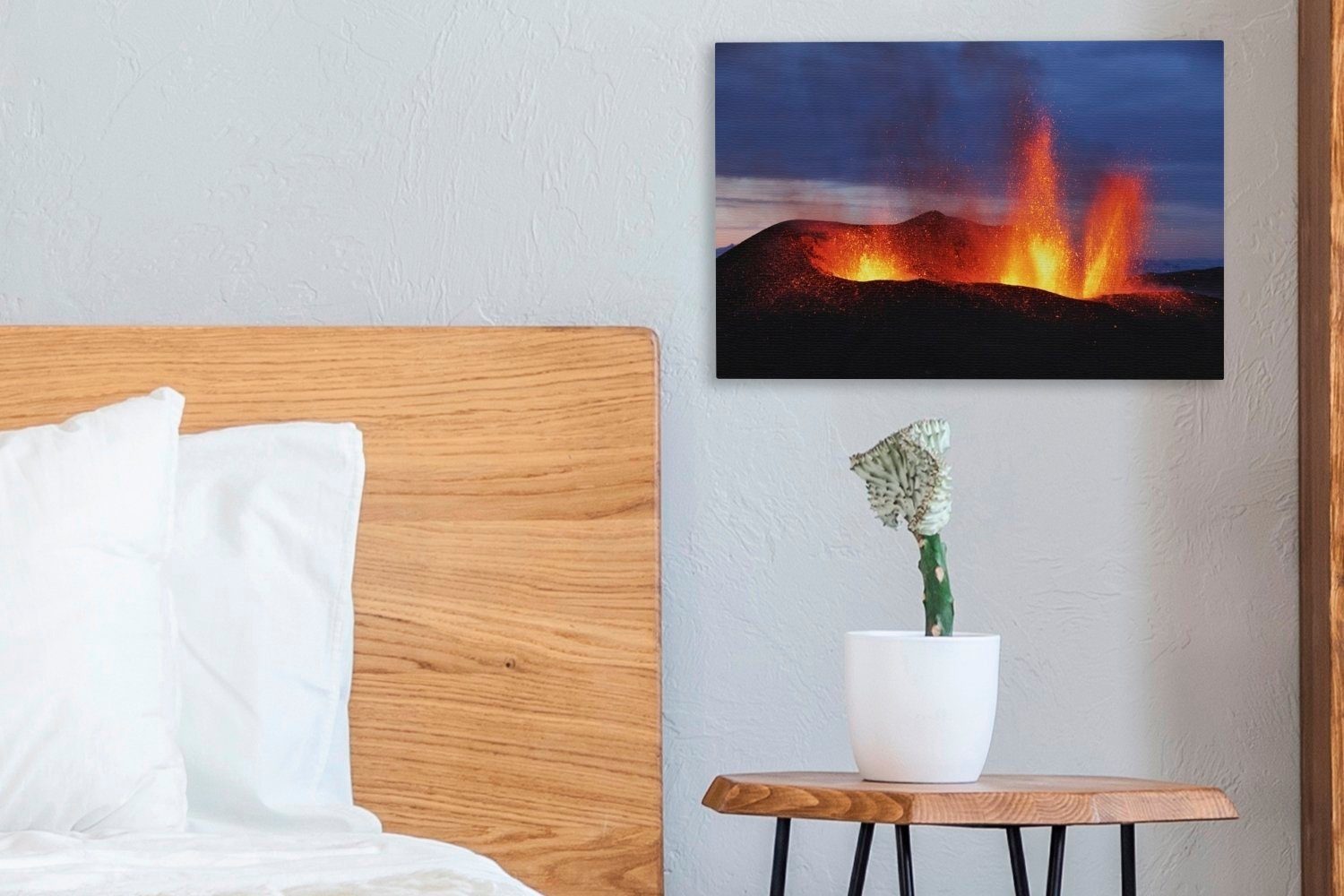 OneMillionCanvasses® Leinwandbild Ausbruch des Vulkans Island, 30x20 St), Wandbild Eyjafjallajokull (1 cm in Leinwandbilder, Wanddeko, Aufhängefertig
