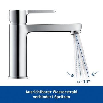 Duravit Waschtischarmatur B.2 Waschtischmischer, Größe M, mit Zugstangen-Ablaufgarnitur mit AquaControl und AirPlus, Ausladung 13,9 cm, Chrom