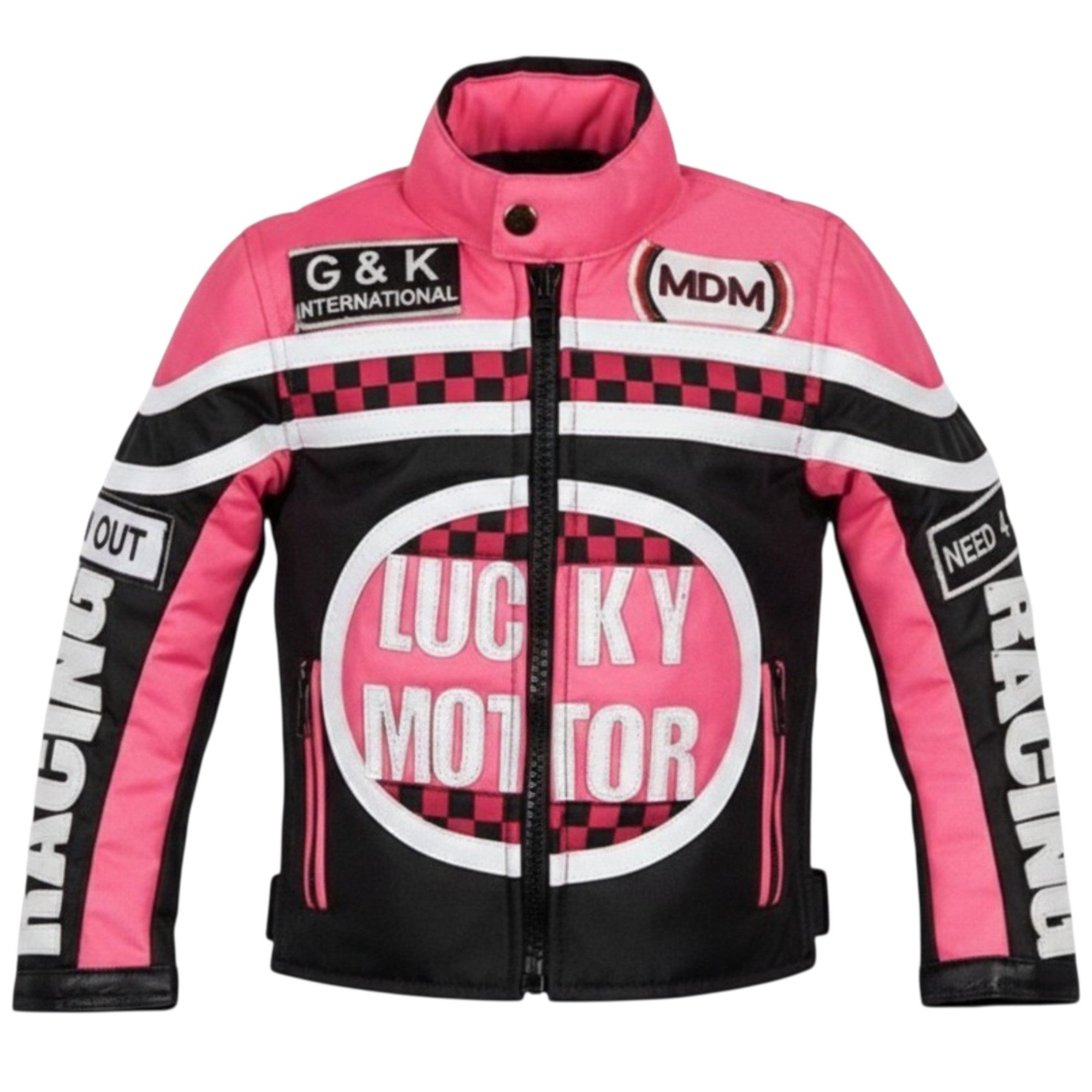 MDM Motorradjacke Kinder Motorradjacke Racing Stil mit Protektoren (Kinder Motorradjacke im Racing Stil mit Protektoren) Kinder Motorradjacke im Racing Stil, 500D Textil