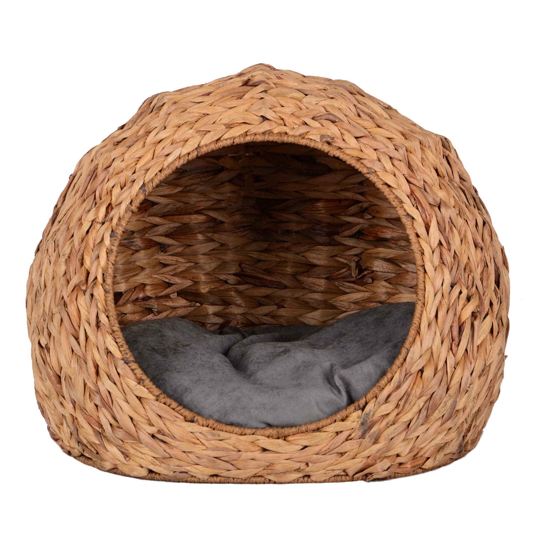 UNUS ANIMALS Tierkorb Haustierkorb Kugelform natur 55x42 cm rund Kissen Hund und Katze