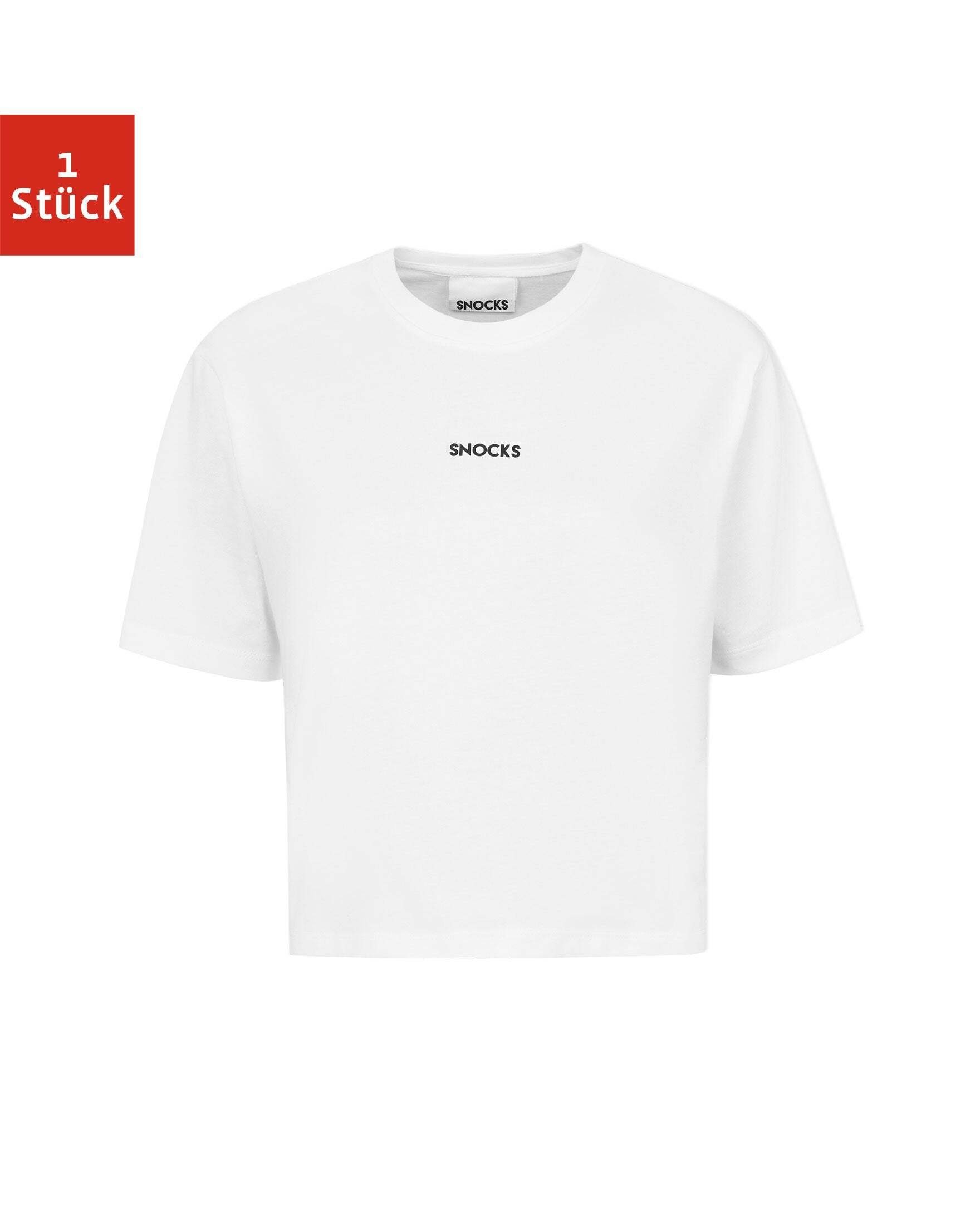 T-Shirt Oversized Logo-Schriftzug aus Shirt, SNOCKS 100% T-Shirt Crew mit Damen, Neck Basic Bio-Baumwolle, (1-tlg)