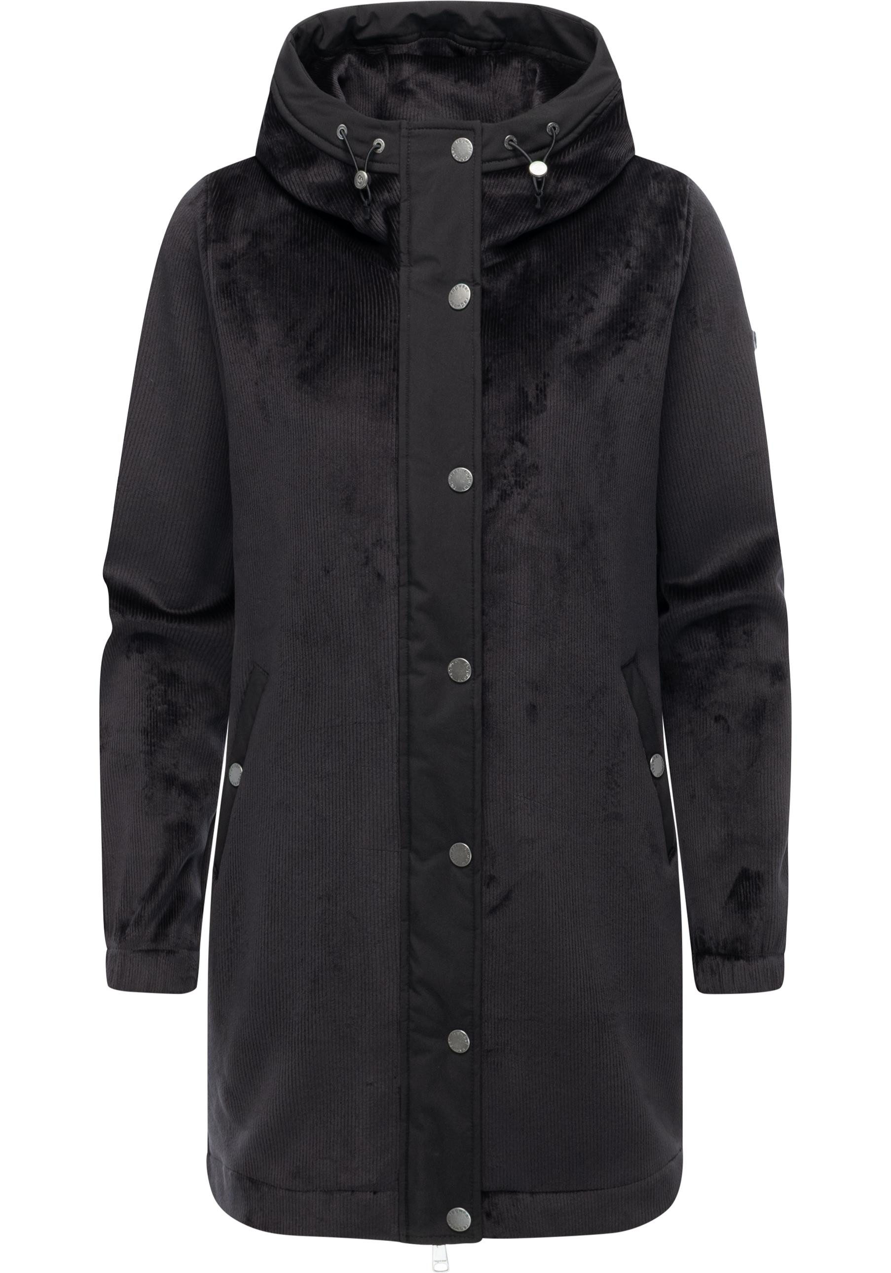 Ragwear Kurzmantel Cousy Bonded YOUMODO Weicher Damen Rippstrick-Mantel mit Kapuze