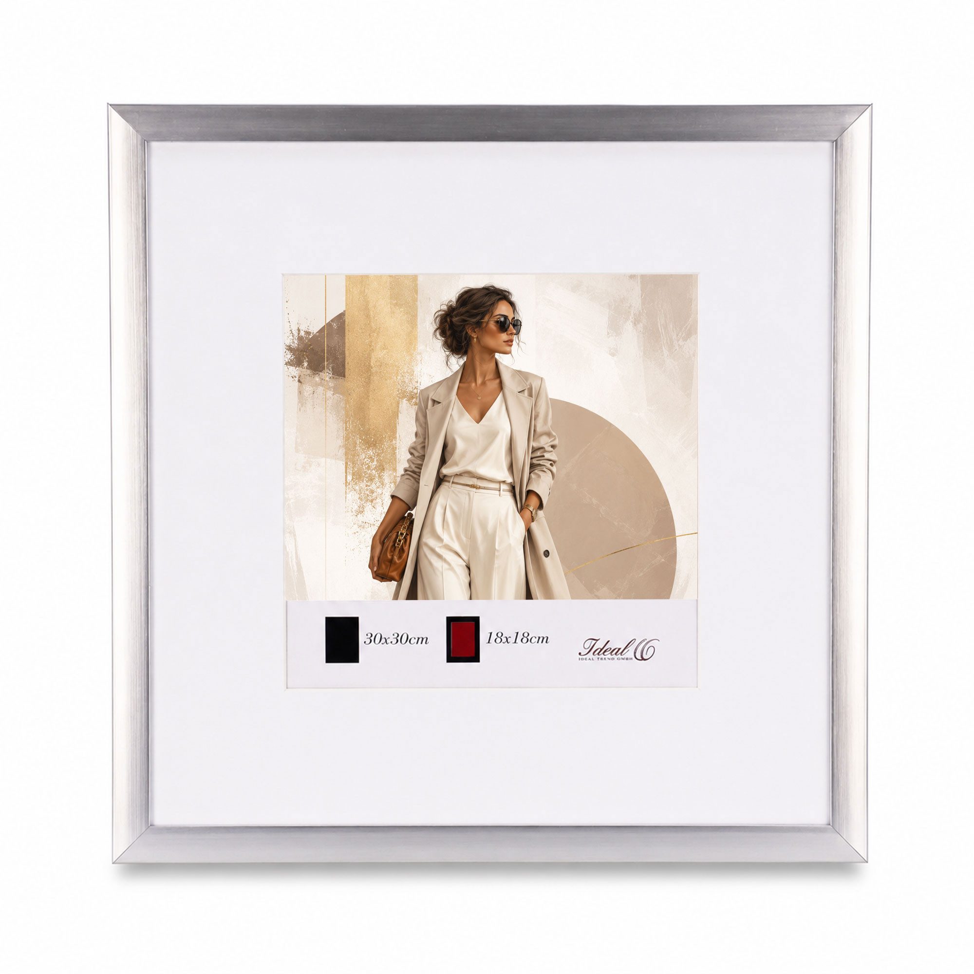 IDEAL TREND Bilderrahmen Kunststoff Bilderrahmen Modern Style mit gehärtetem Glas & Passepartou, für 1 Bilder (1 St), Hochwertiger Kunststoffrahmen mit gehärtetem Glas, MDF-Rückwand